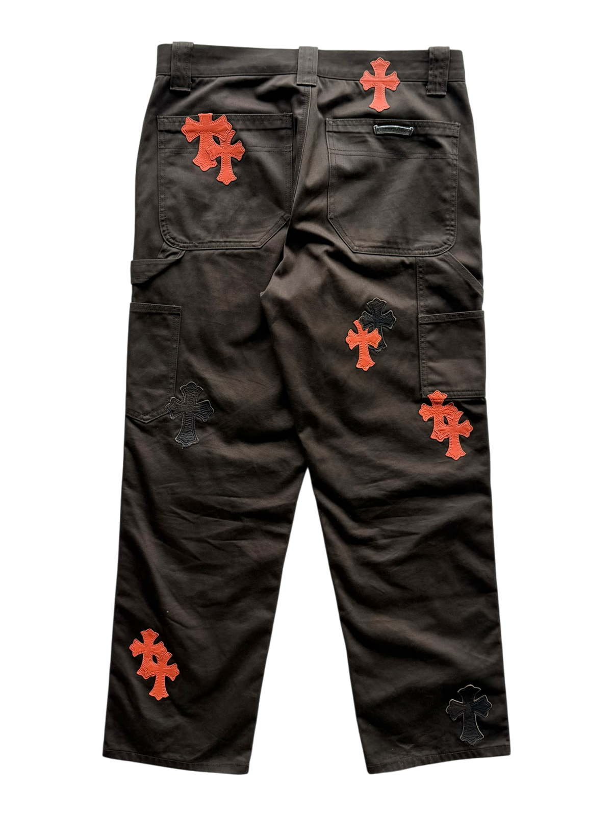 Brown & Orange Cross Patch Carpenter Jeans
