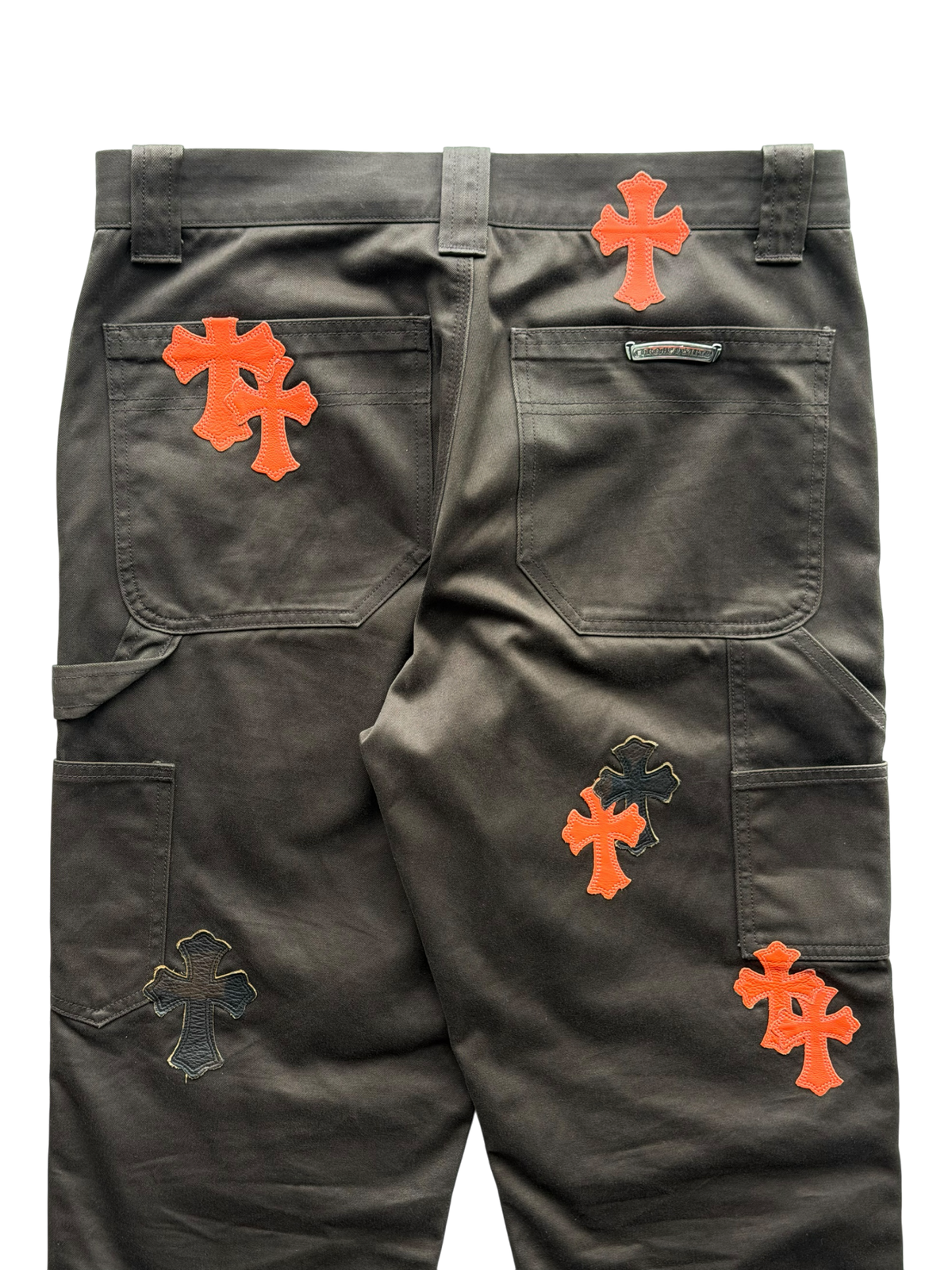 Brown & Orange Cross Patch Carpenter Jeans