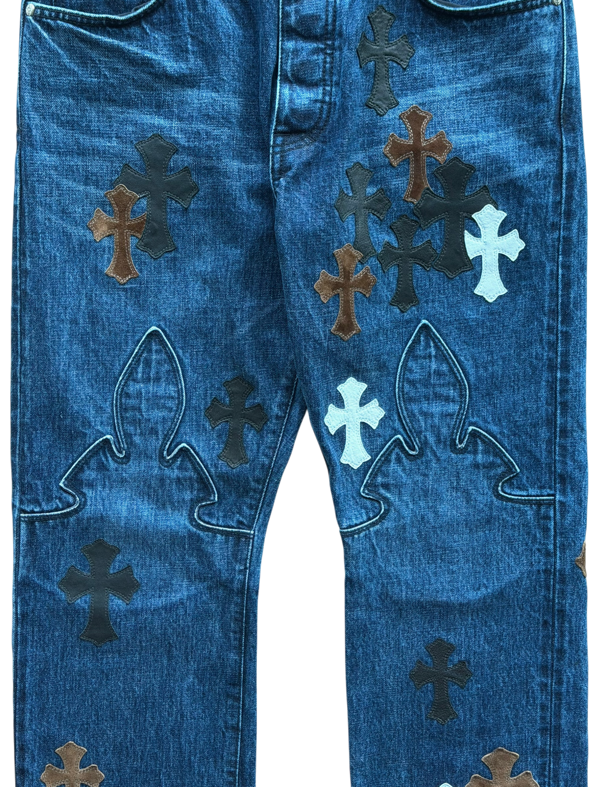 Fleur Knee Multi Cross Patch Denim Jeans