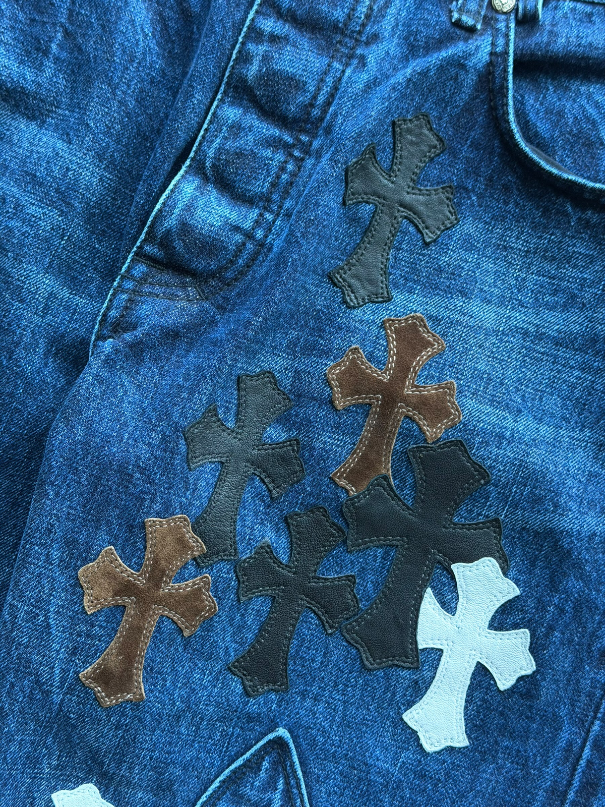 Fleur Knee Multi Cross Patch Denim Jeans