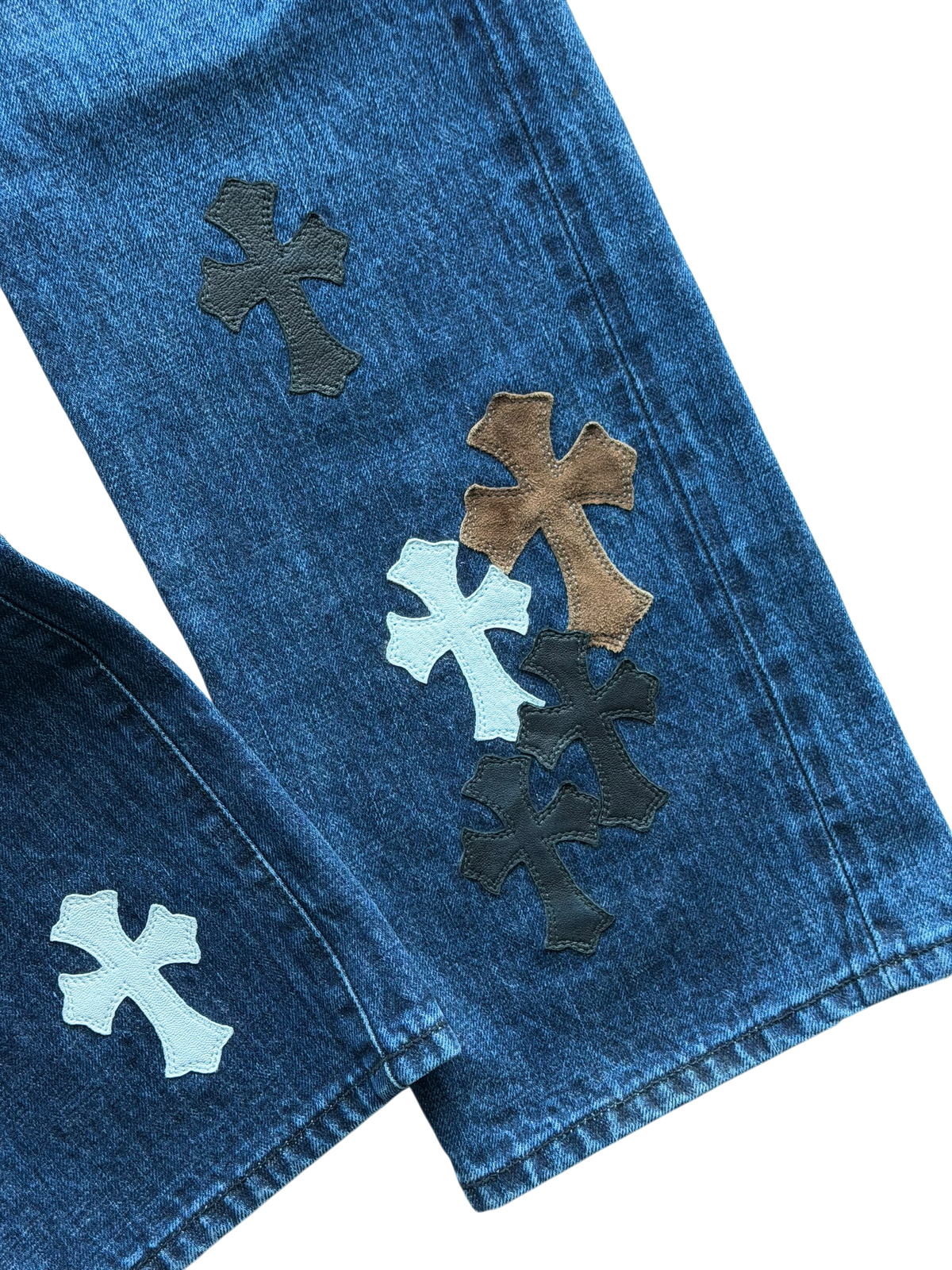 Fleur Knee Multi Cross Patch Denim Jeans