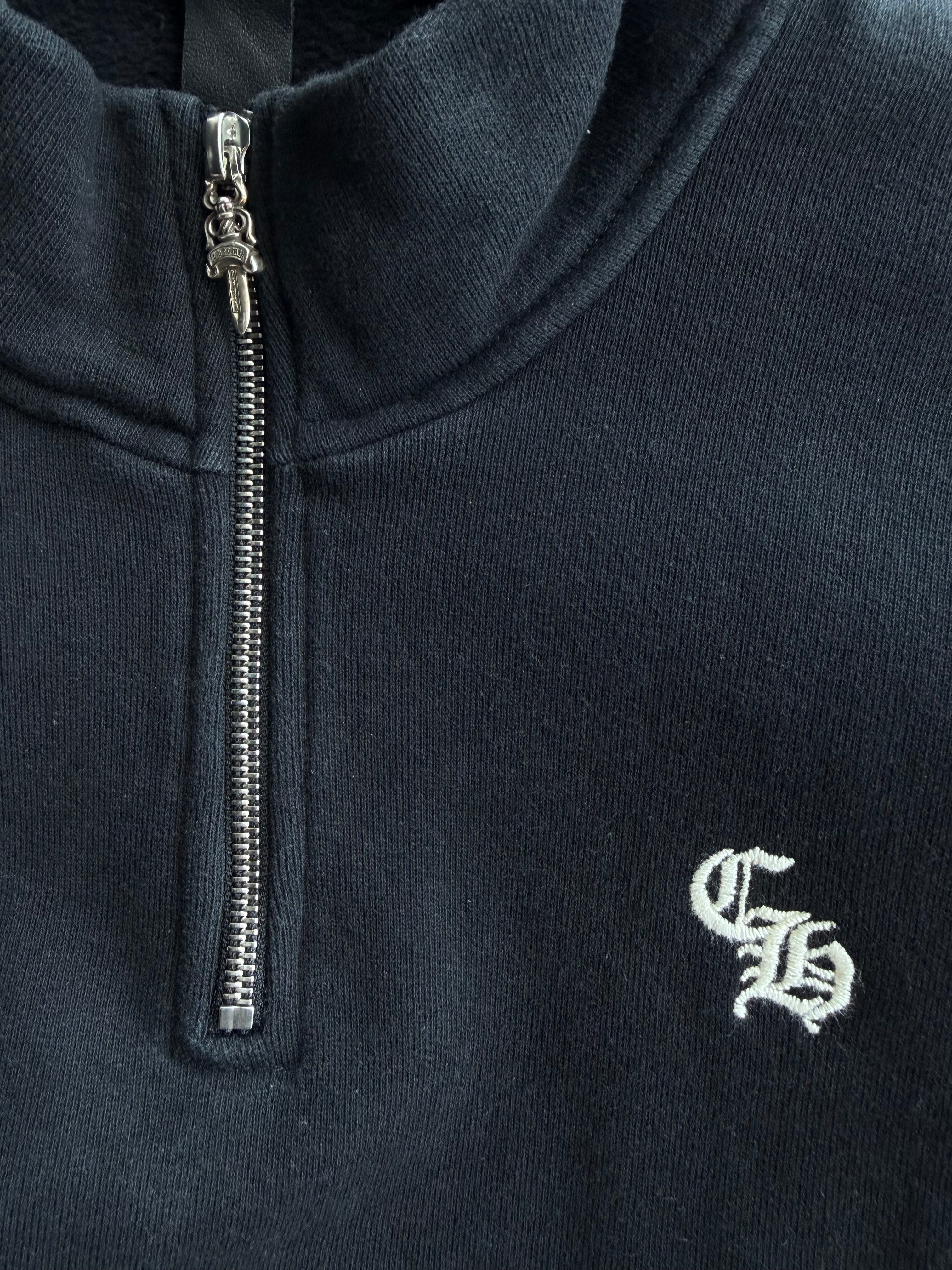 Slow Ride Embroidered Quarter Zip Sweatshirt Black