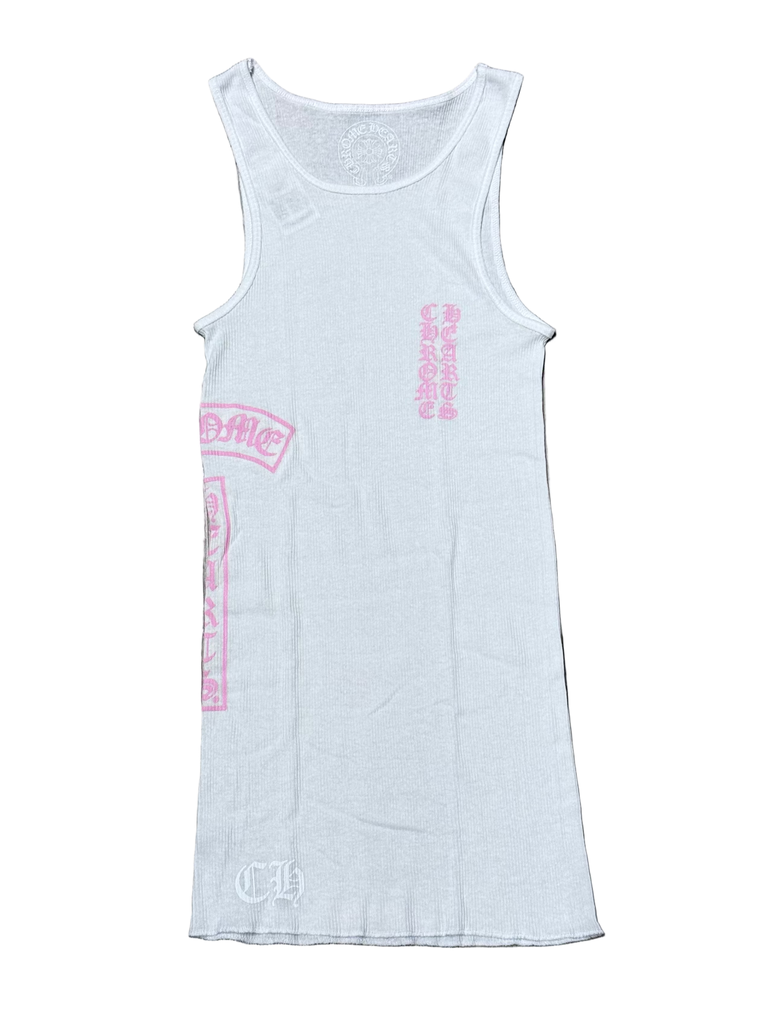T Bar Rib Tank White/Pink
