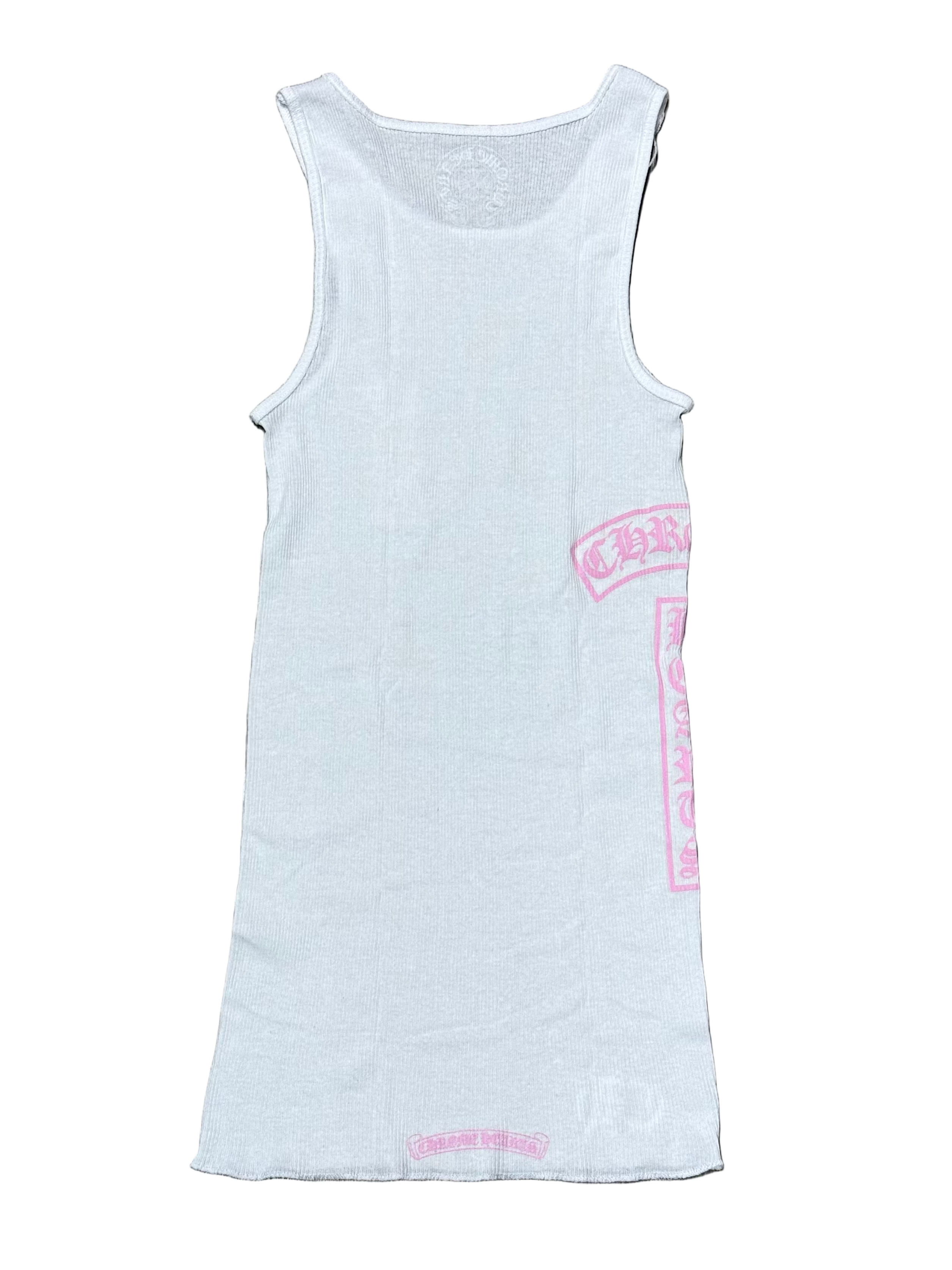 T Bar Rib Tank White/Pink