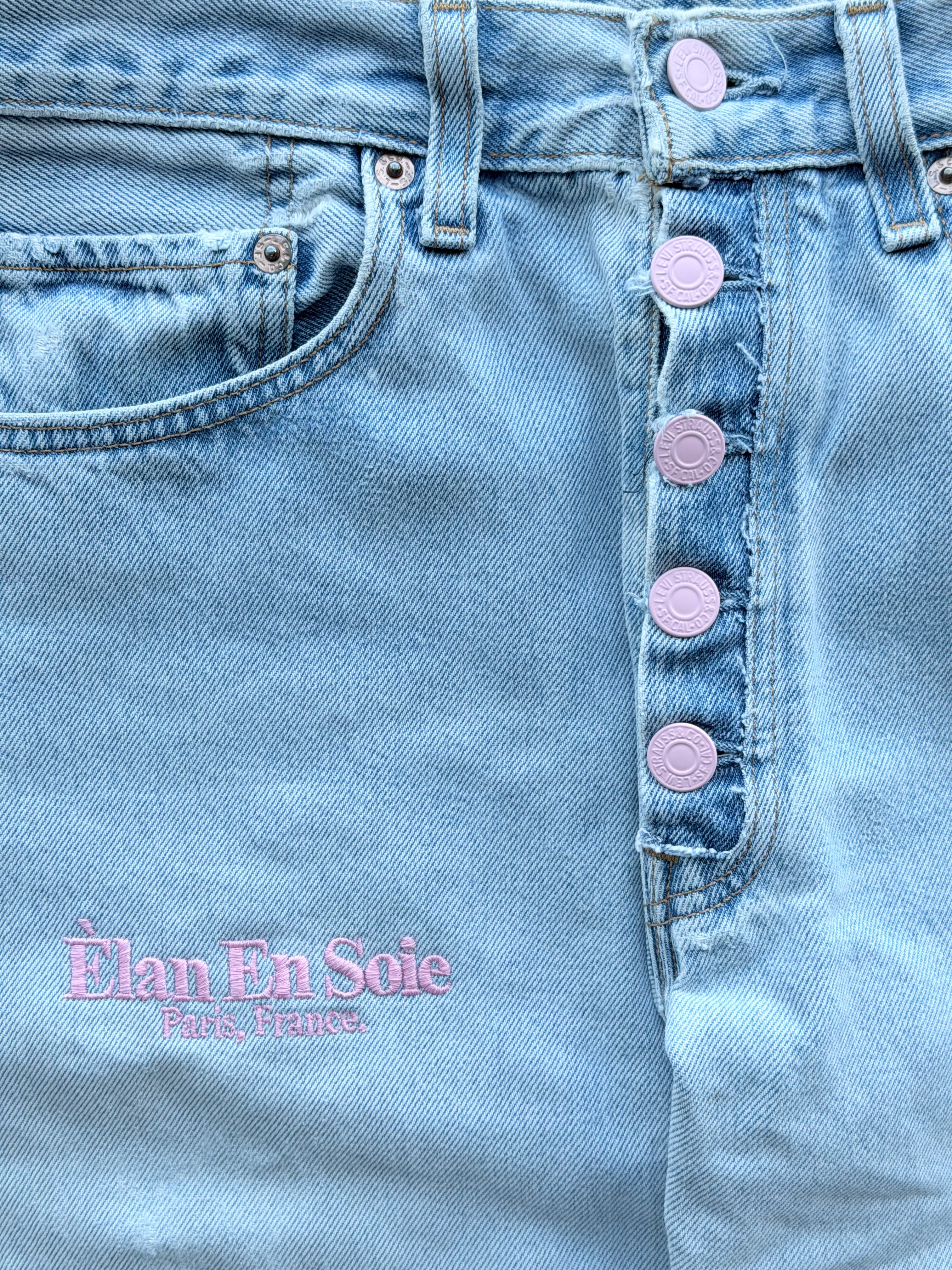 Pink Button Light Wash Jean