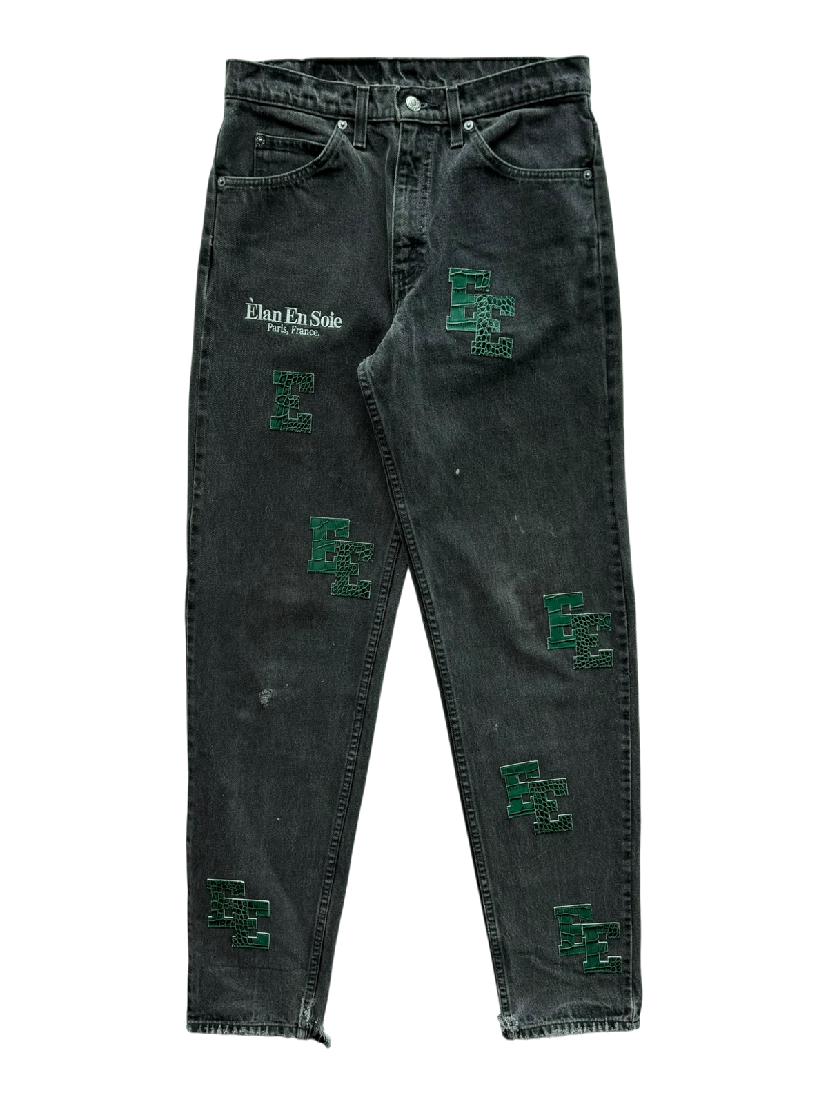 Green Croc Patch Black Jean