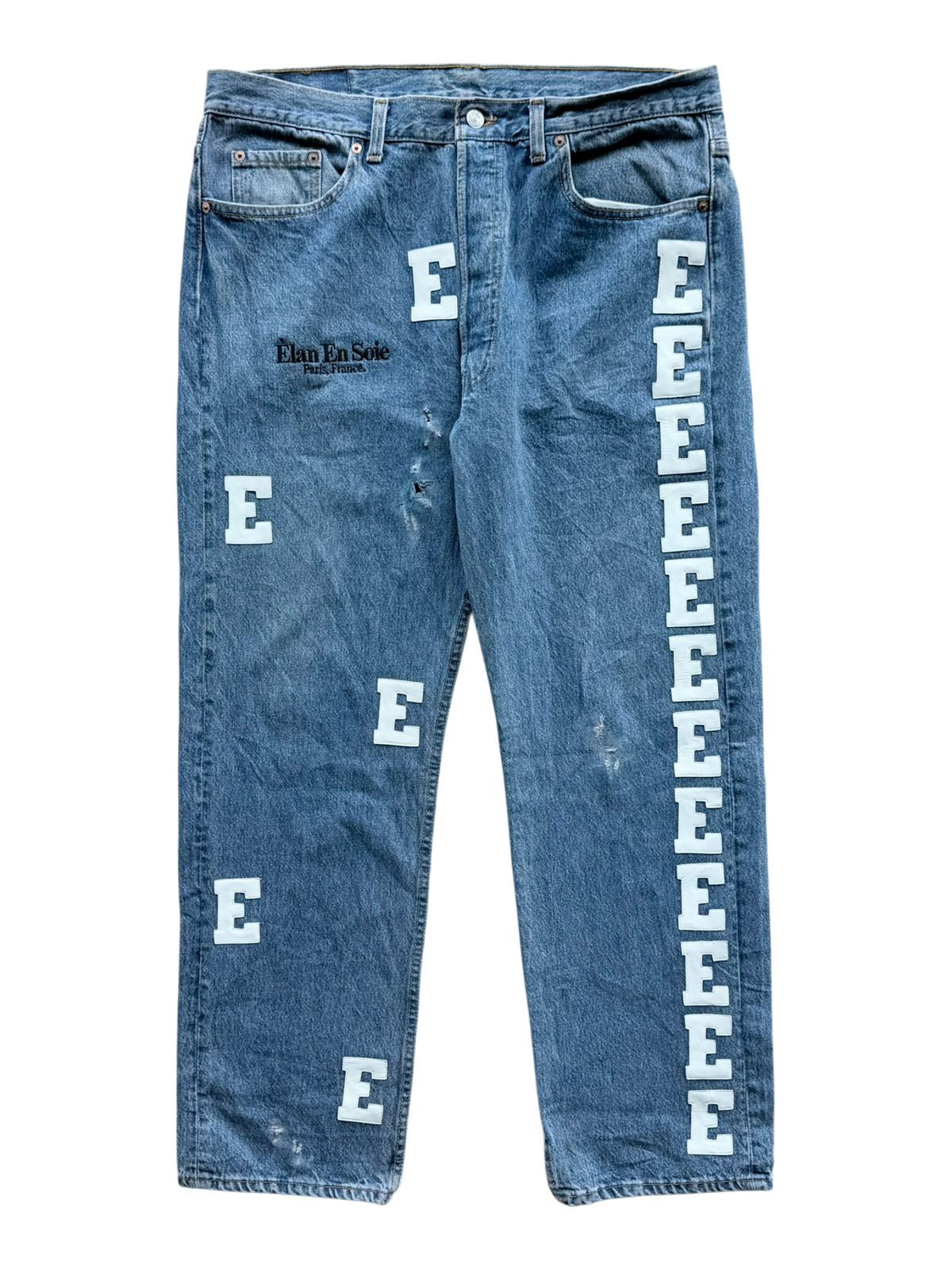 White Vertical Patch Blue Jean