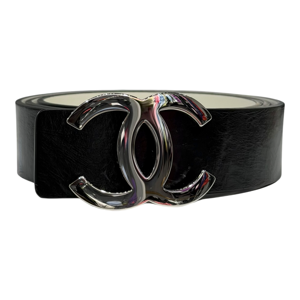 Calfskin CC Reversible Belt Black White