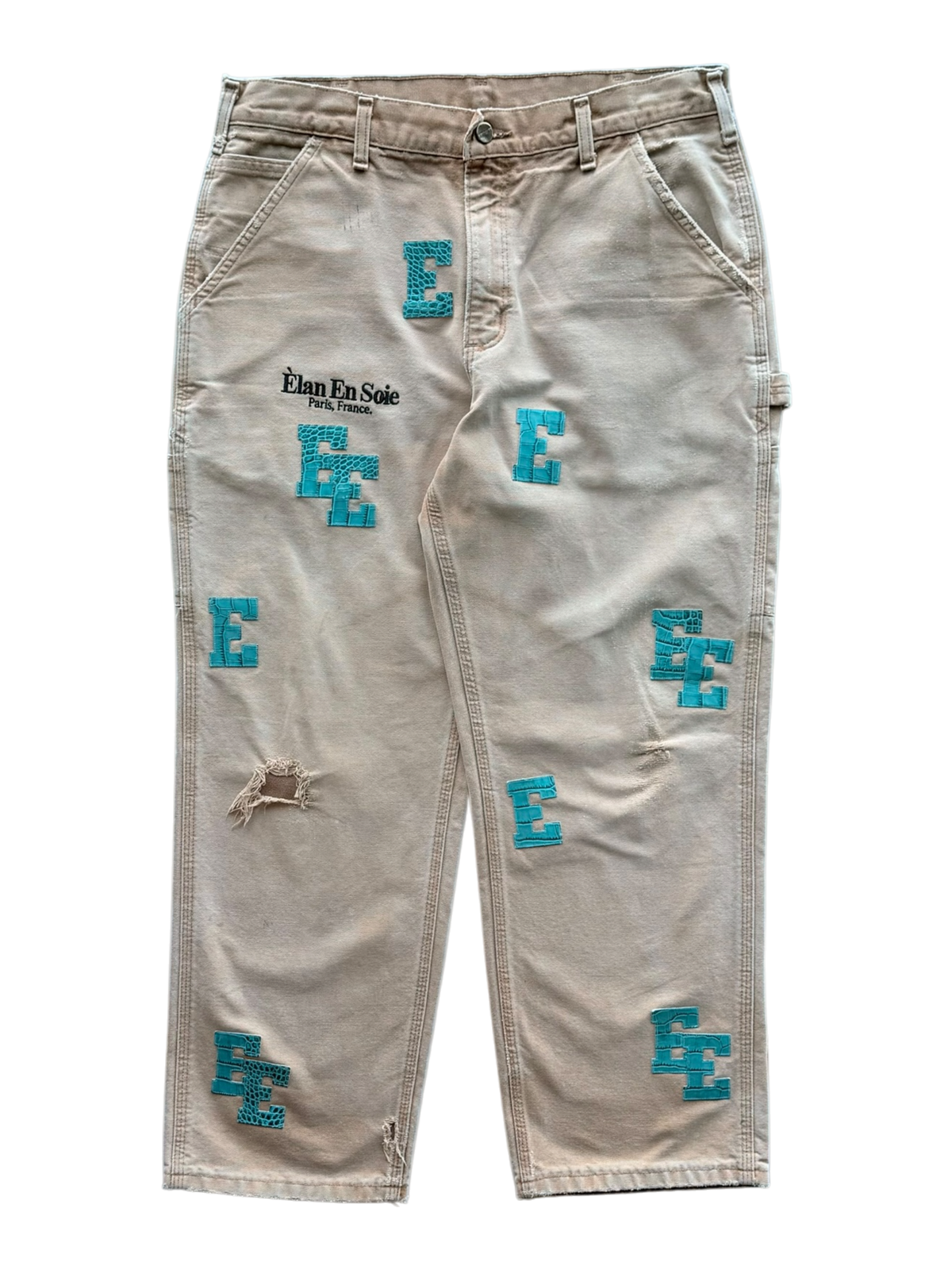 Tiffany Croc Patch Tan Carpenter Pants
