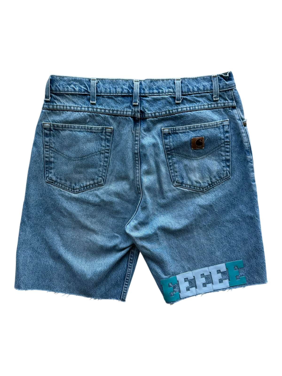Tiffany Light Blue Patch Denim Carpenter Shorts