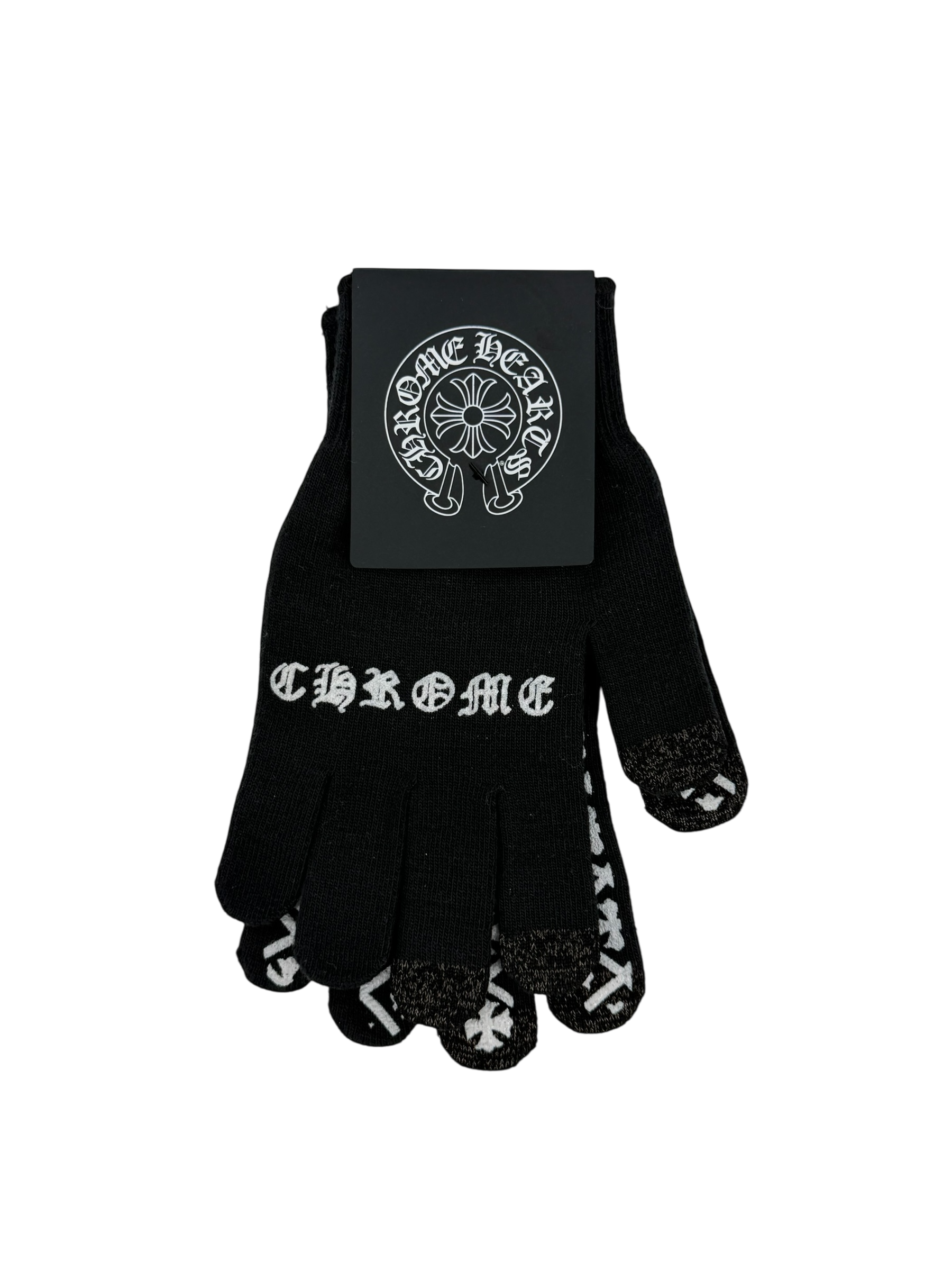 Chrome Hearts Script Cross Logo Gloves Black