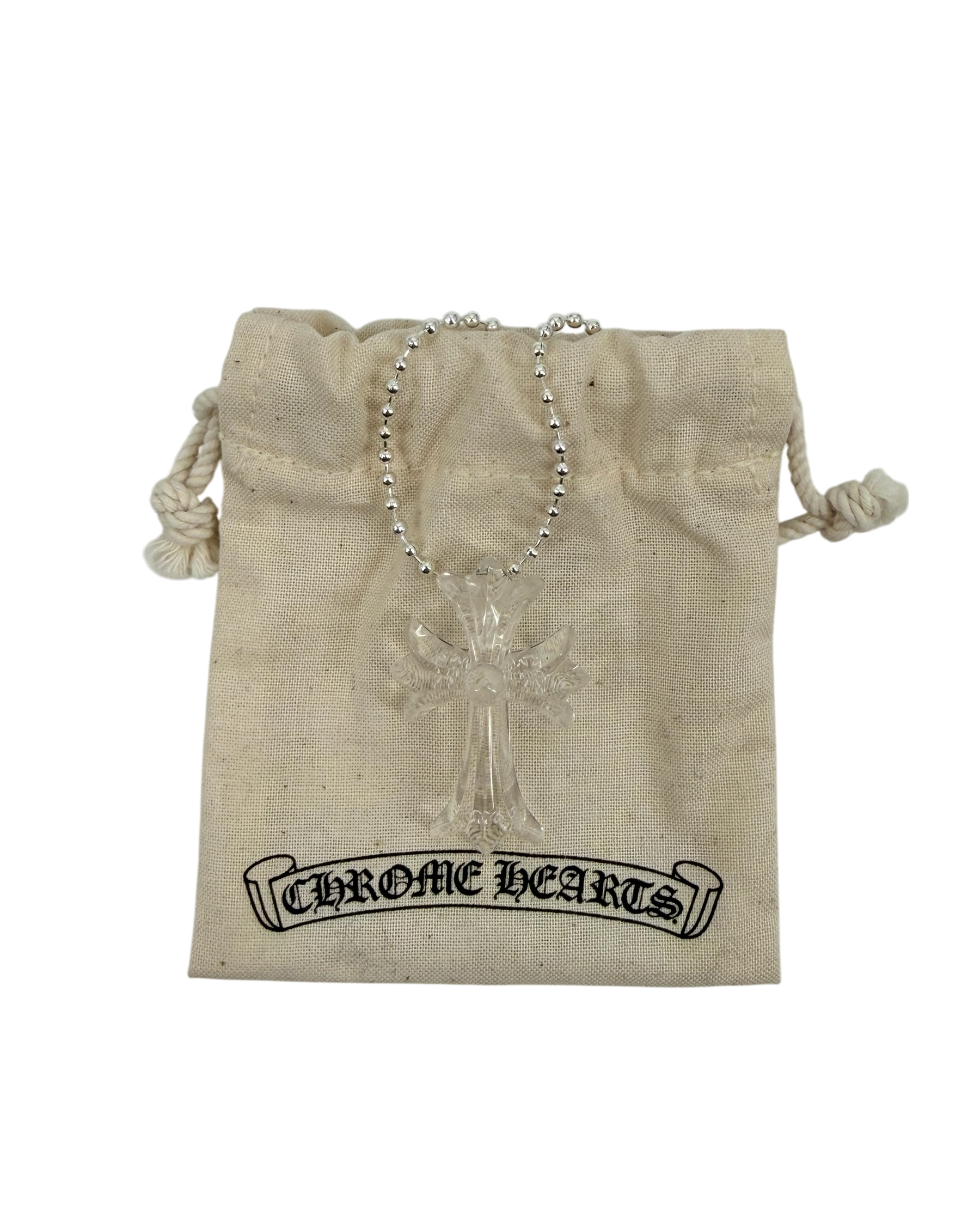 Silchrome Cross Necklace Clear