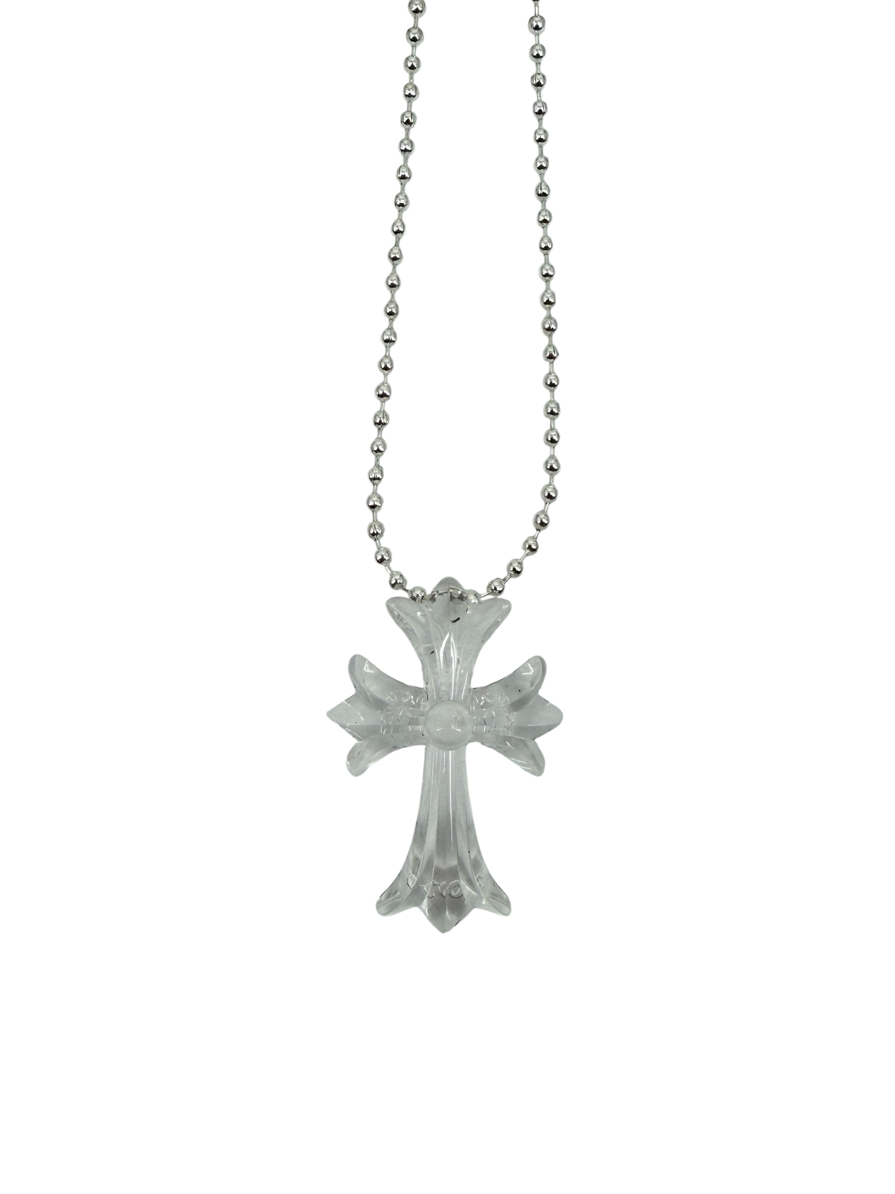 Silchrome Cross Necklace Clear