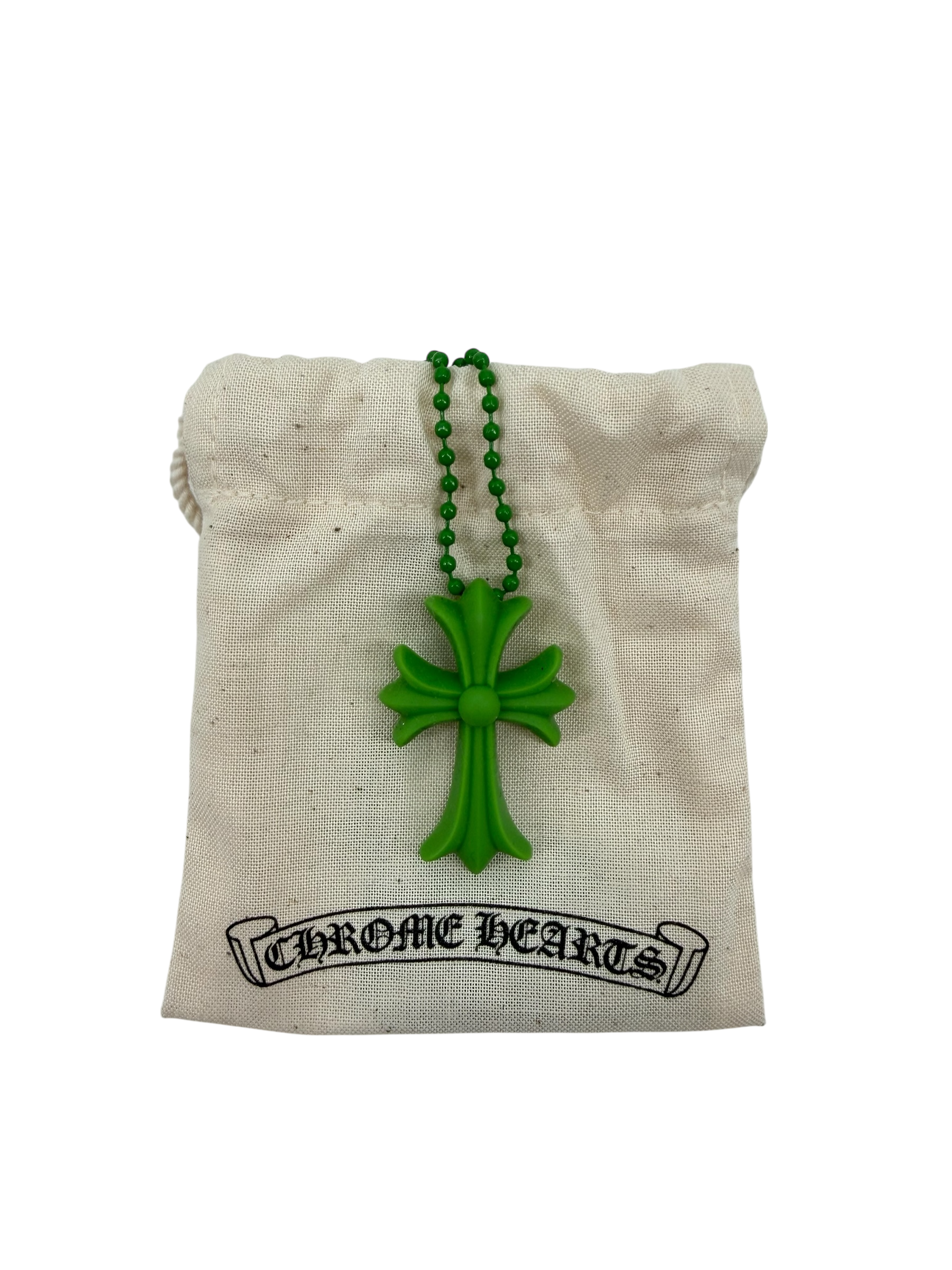 Silchrome Cross Necklace Green