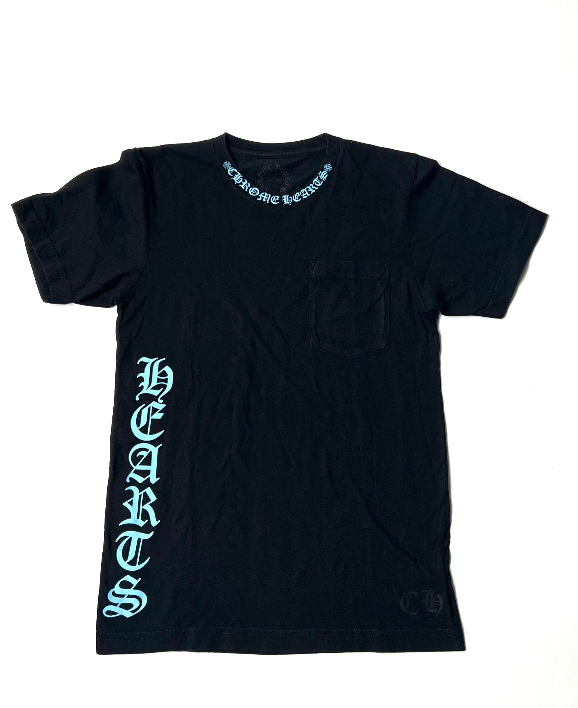 Black Blue Neck Logo Tee