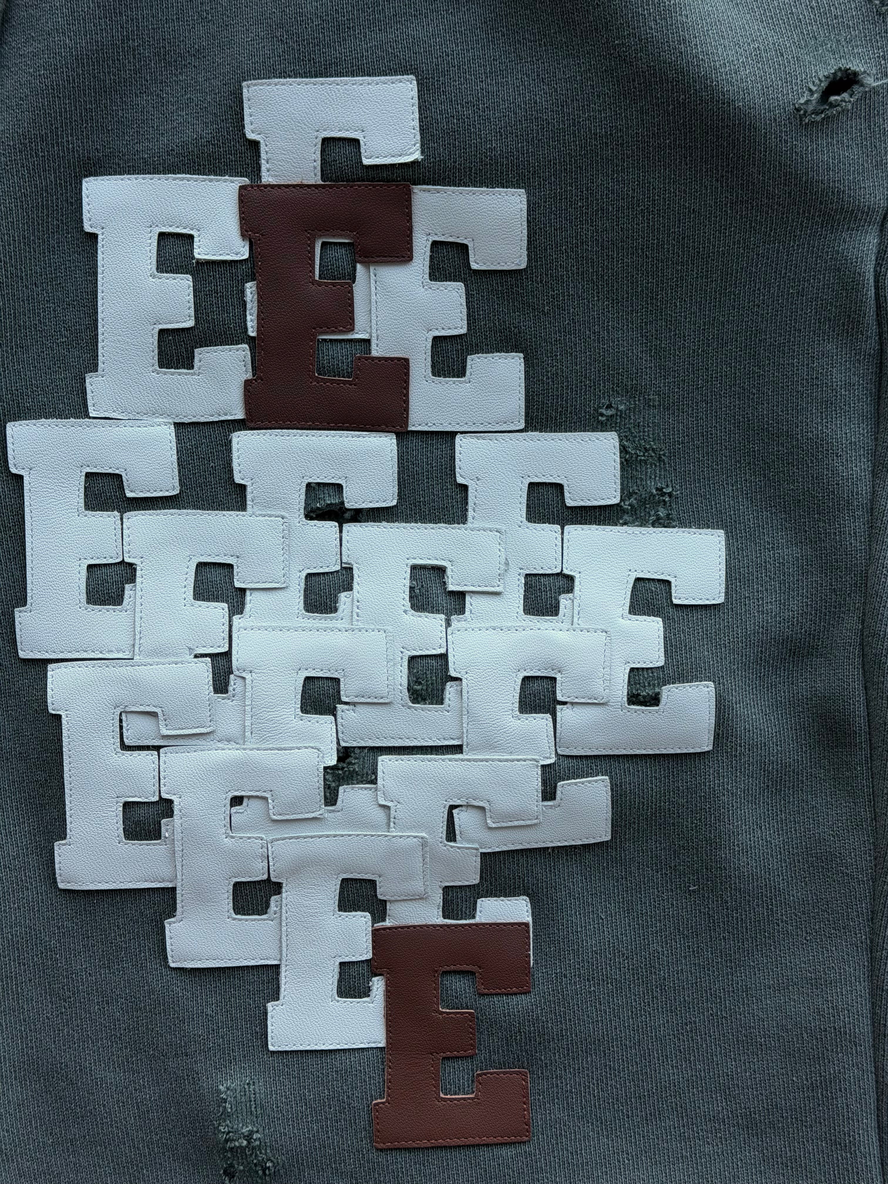 White & Brown Patch Sweatshorts Grey