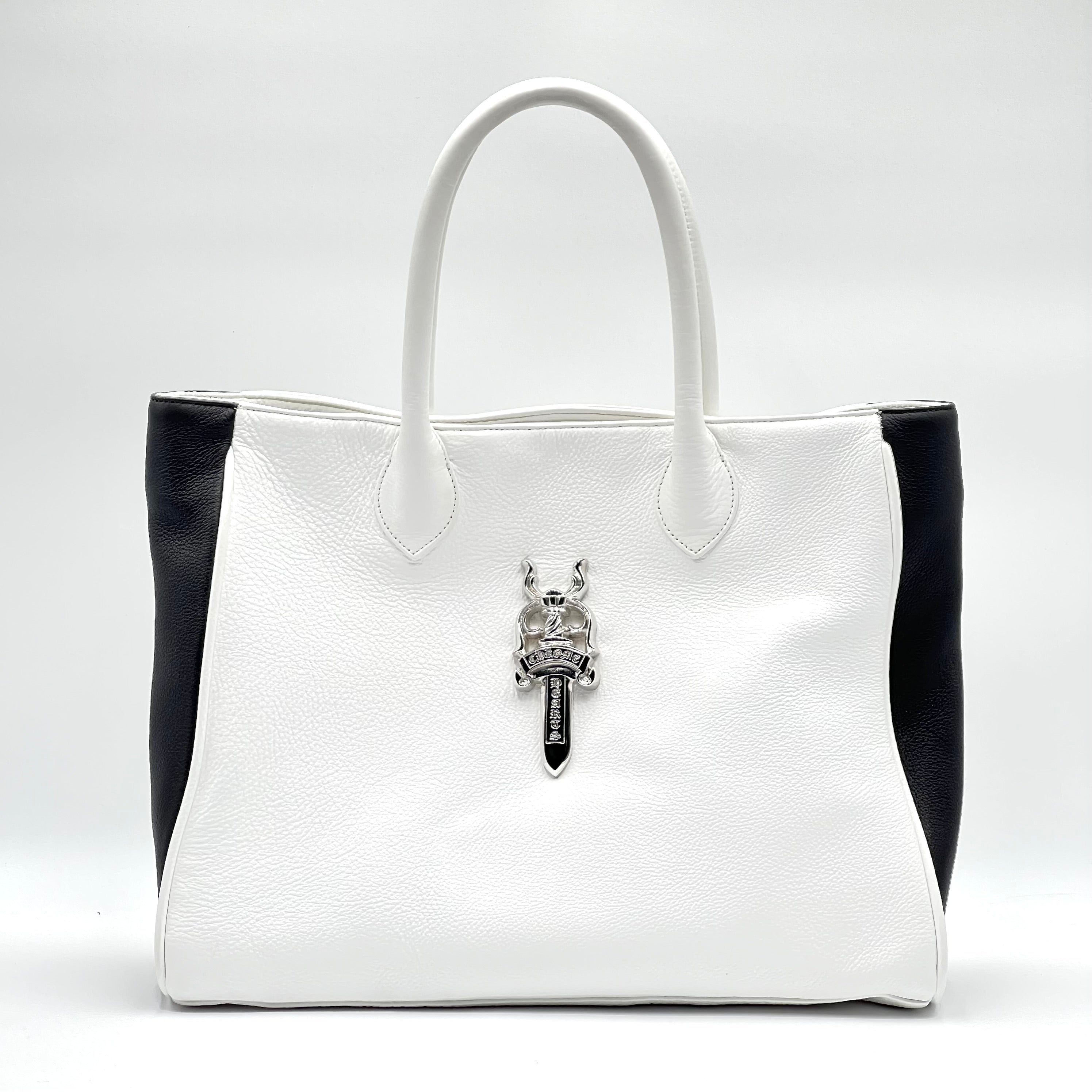 Lady Lynn Dagger Leather Tote Bag White