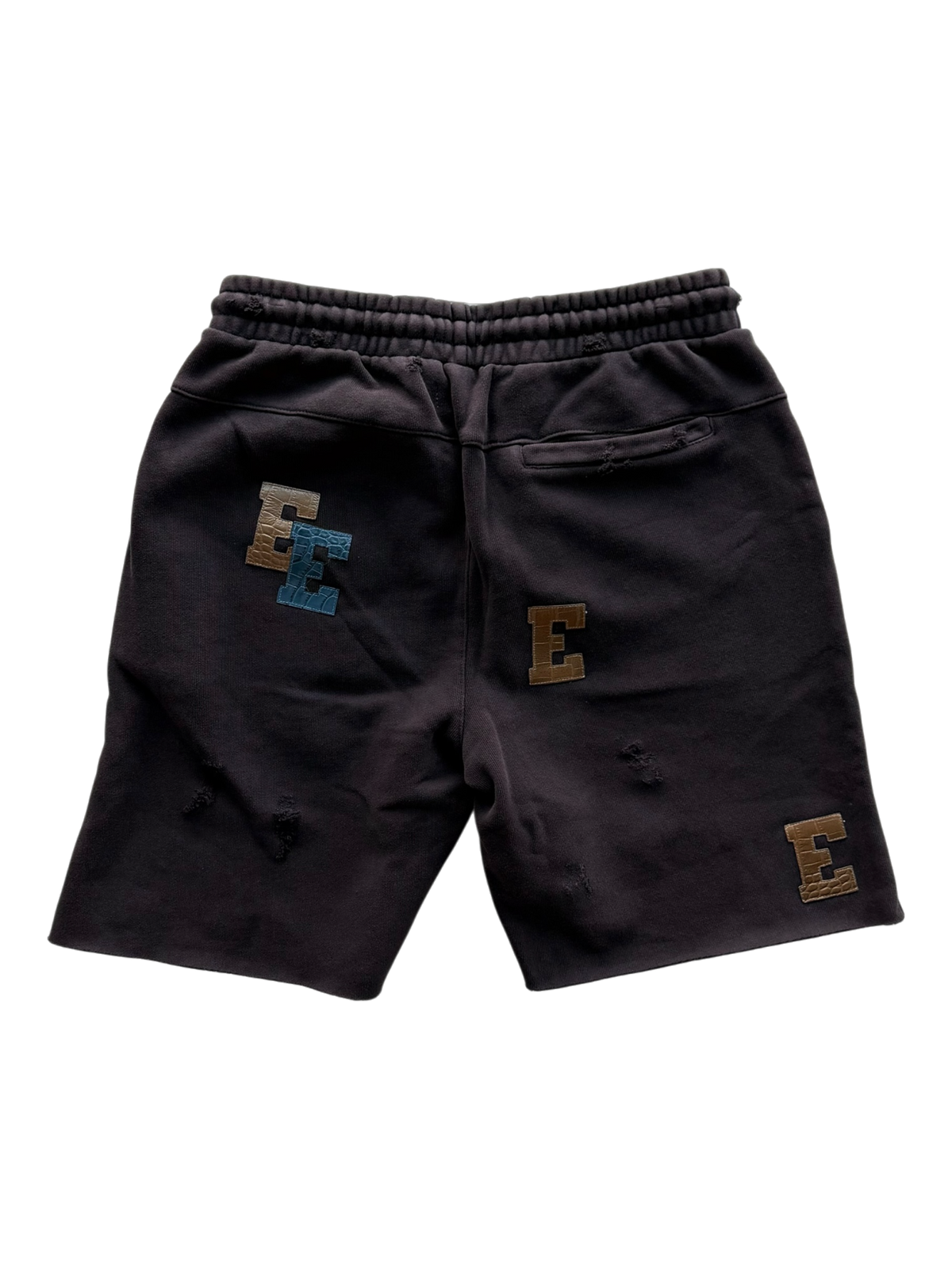Bronze & Navy Croc Patch Sweatshorts Brown