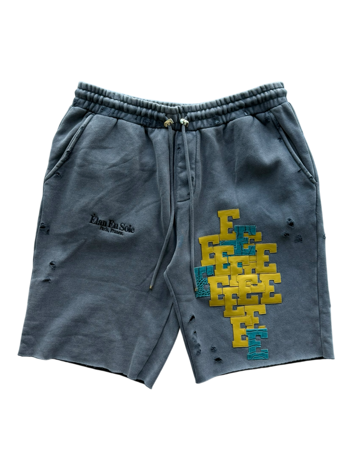 Yellow & Tiffany Croc Patch Sweatshorts Grey