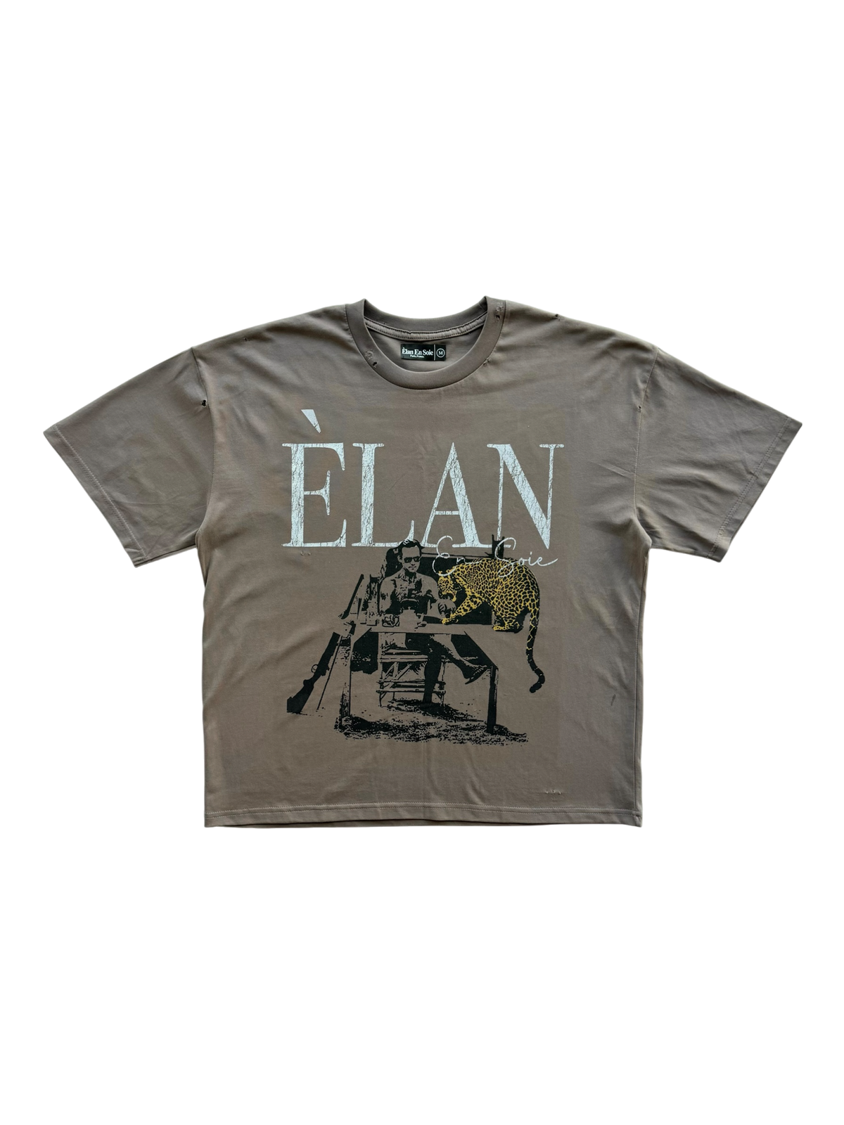 Cheetah Distressed Tee Brown