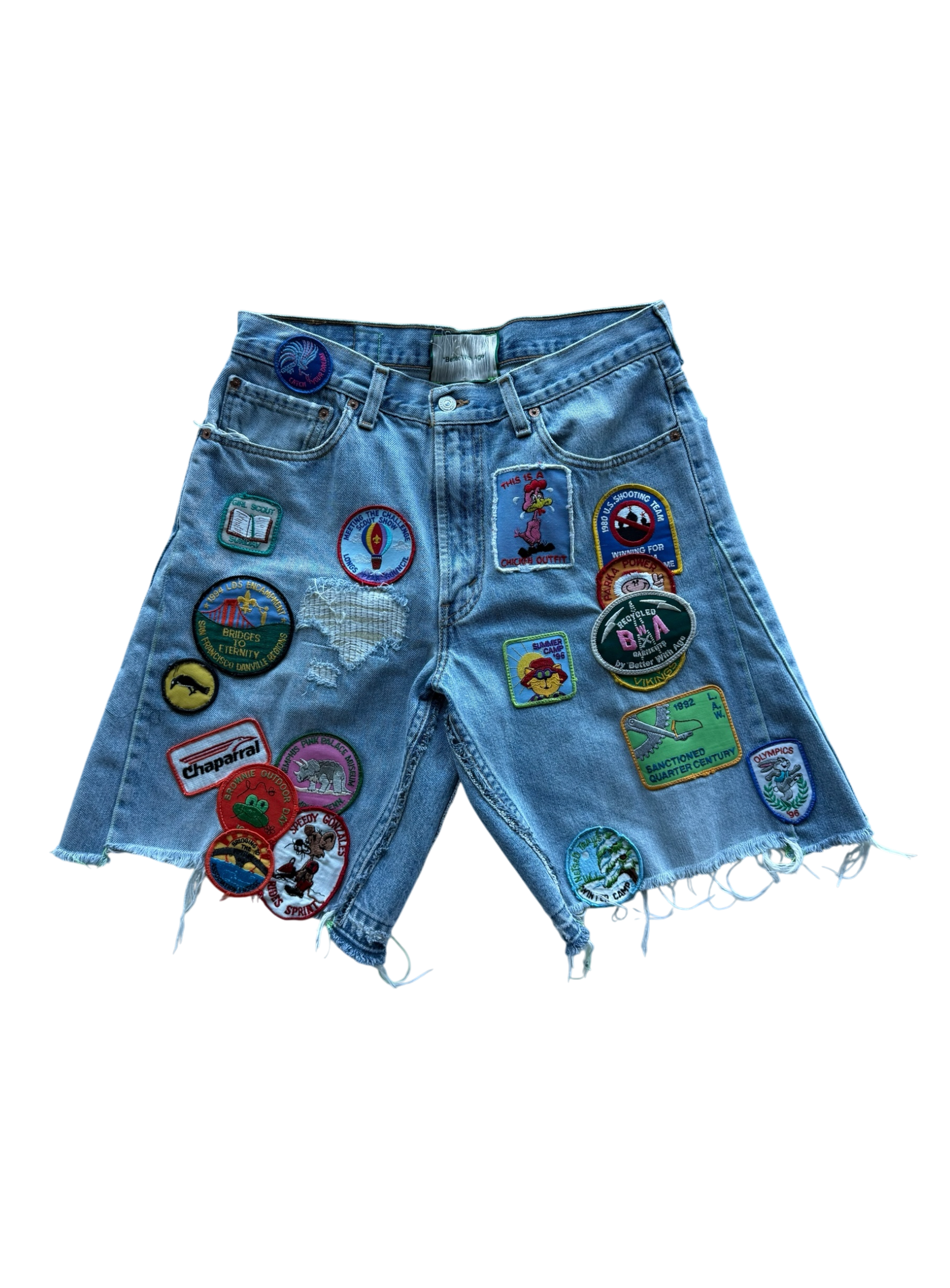 Triple Wide Long Patchwork Shorts