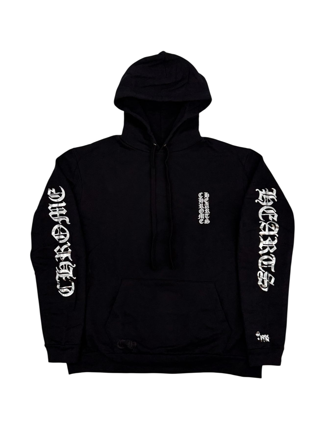 1988 Black Silver Vertical Logo Hoodie