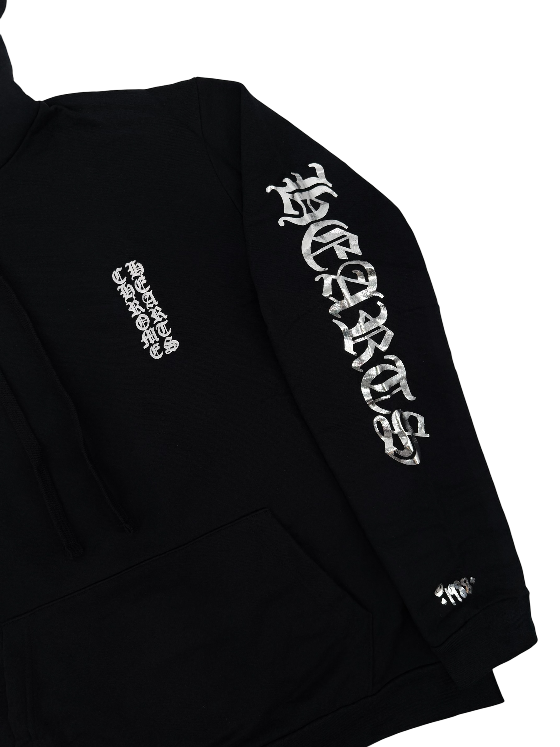 1988 Black Silver Vertical Logo Hoodie