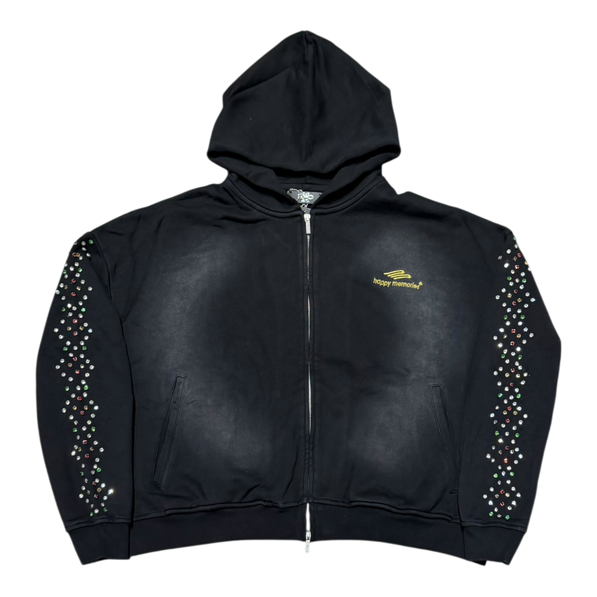 HMDD Crystal Zip Up Hoodie Black