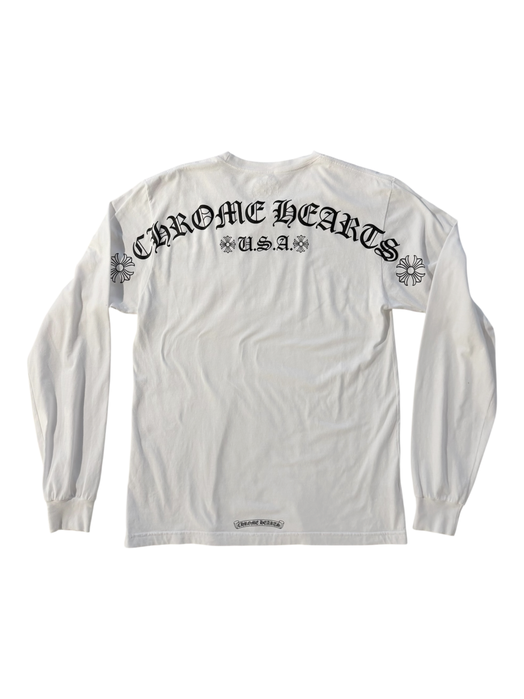 White & Black Scroll Logo Long Sleeve