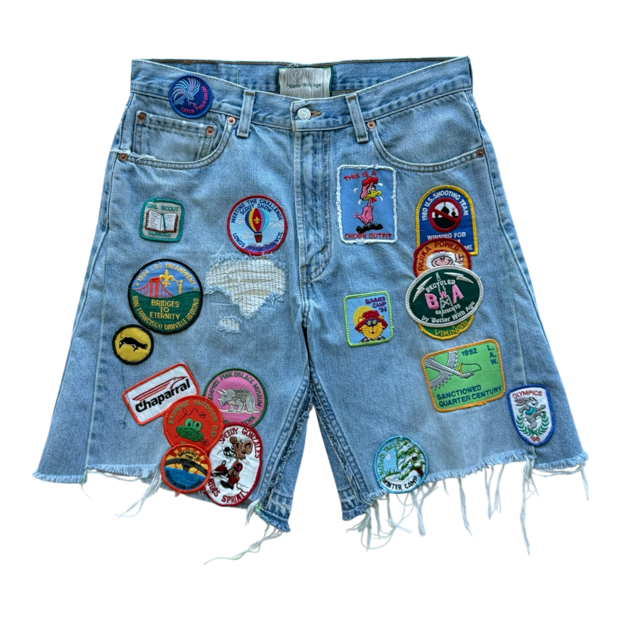 Triple Wide Long Patchwork Shorts