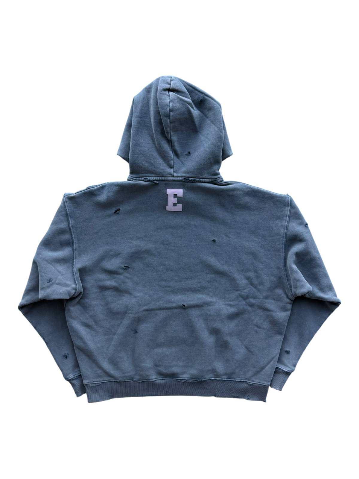 Pink & Black Patent Patch Distressed Hoodie Grey