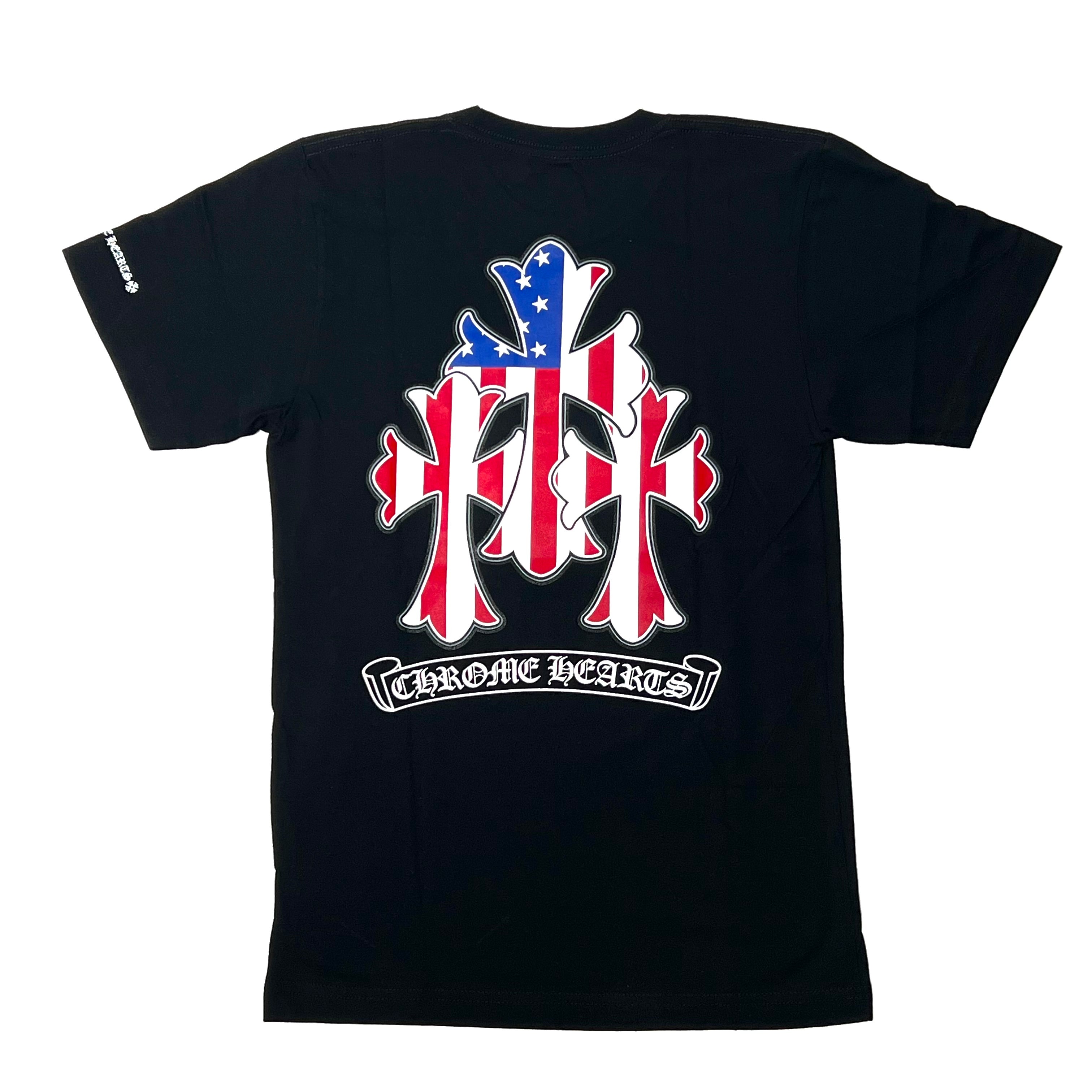 American Flag Cemetery Cross T-Shirt Black