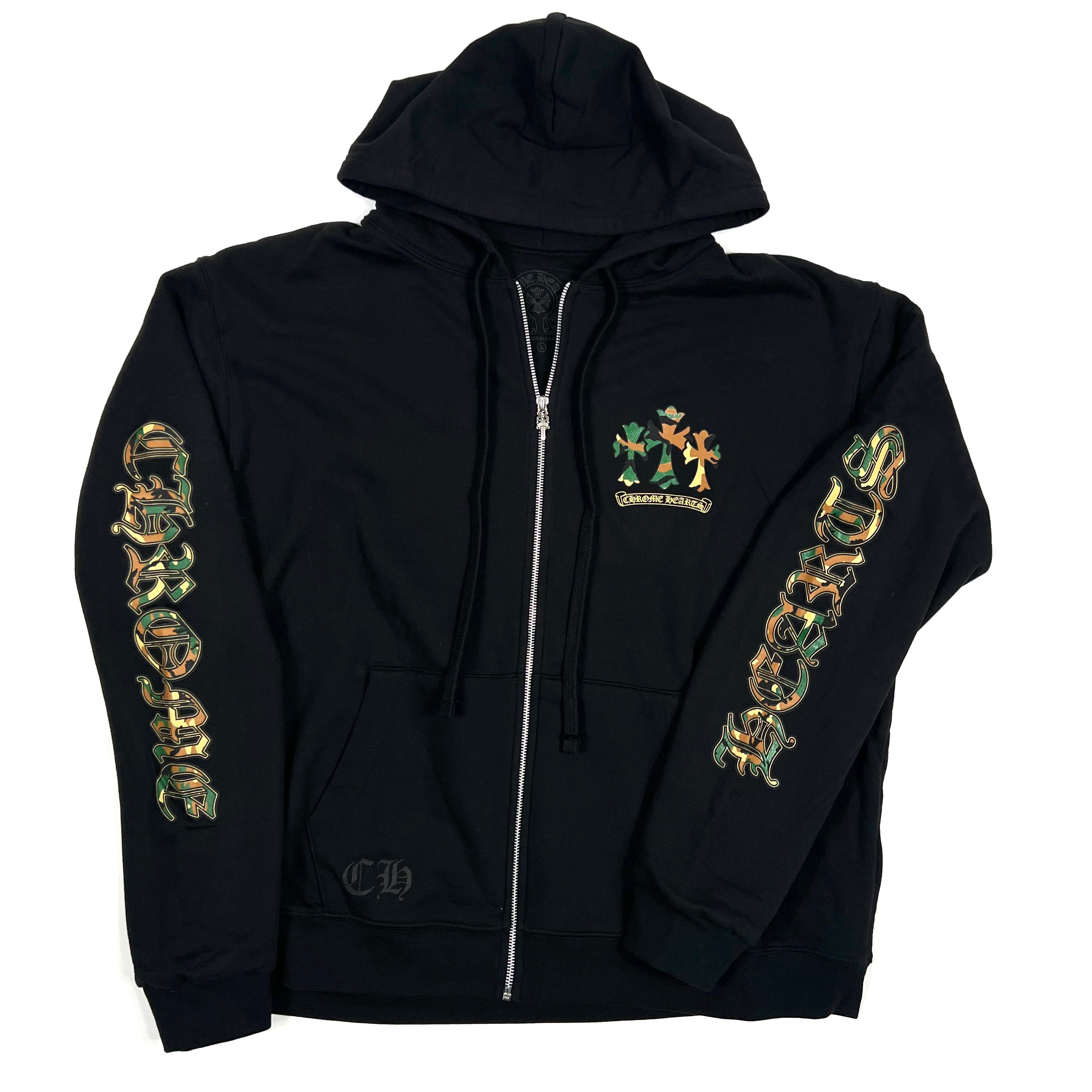 Black Camo Horseshoe Thermal Lined Zip Hoodie