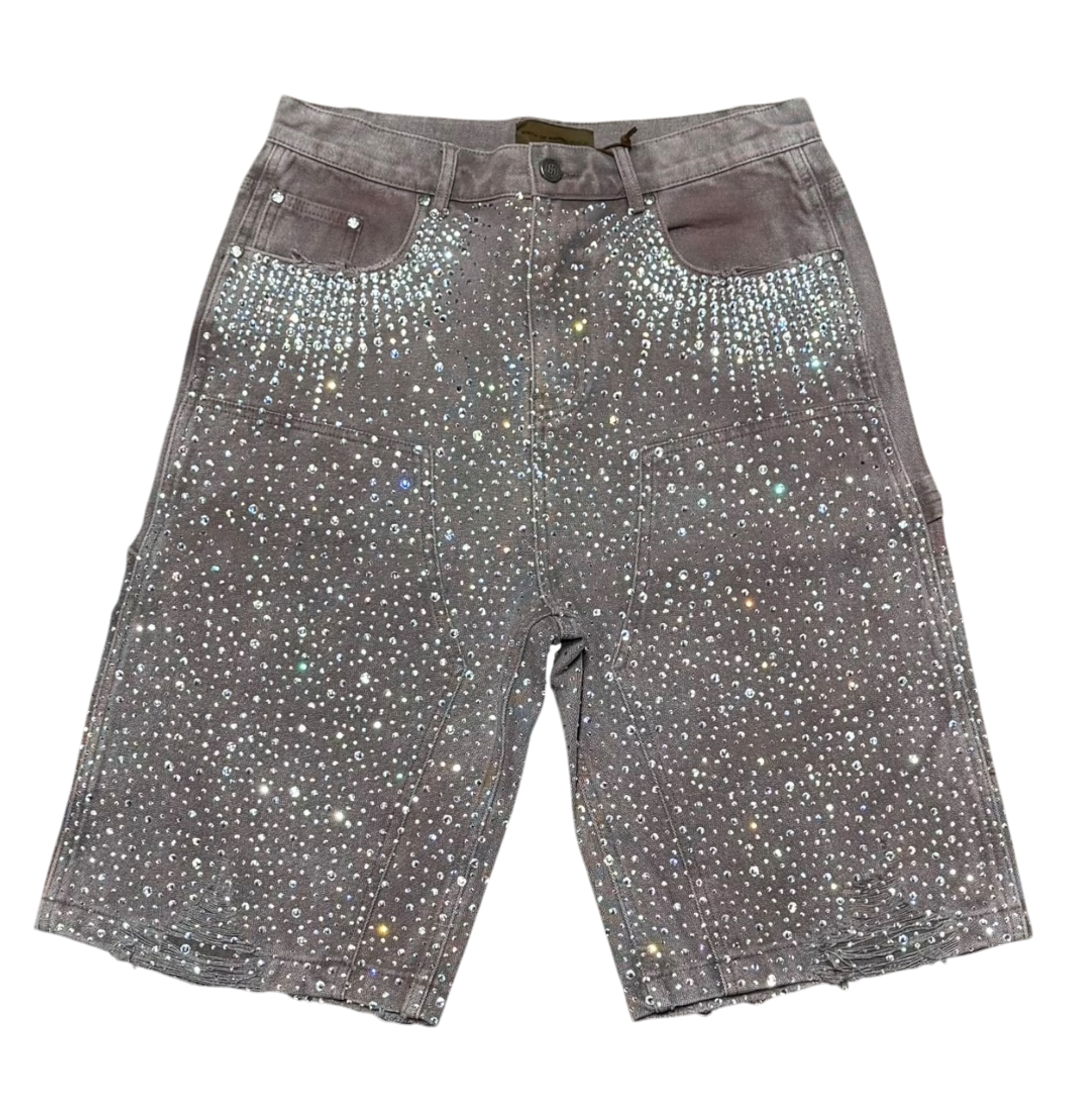 Redial 20k Swarovski Diamond Jorts In Washed Brown