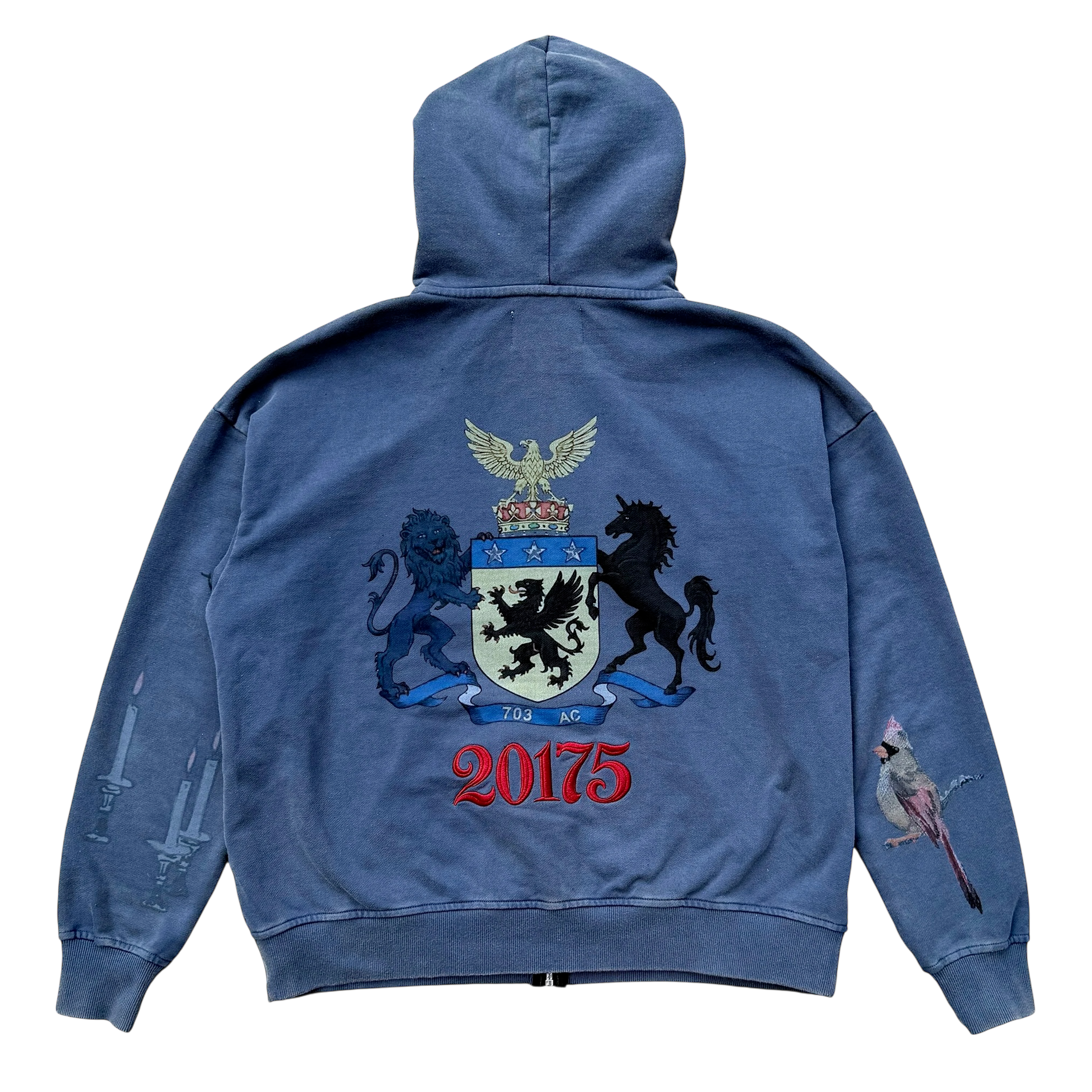 Artist Zip Up Hoodie Washed Blue
