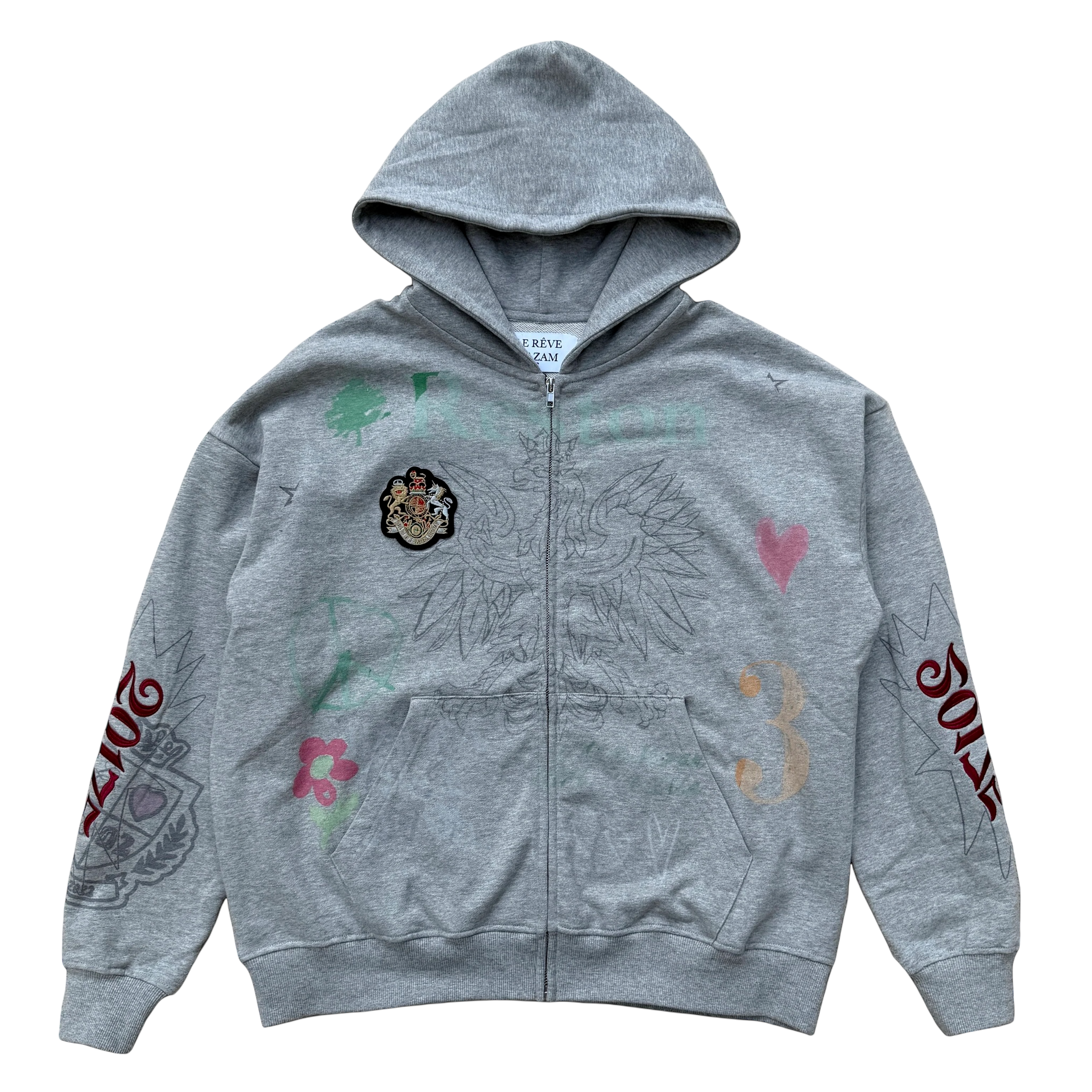 Grey Artist Zip Up Hoodie