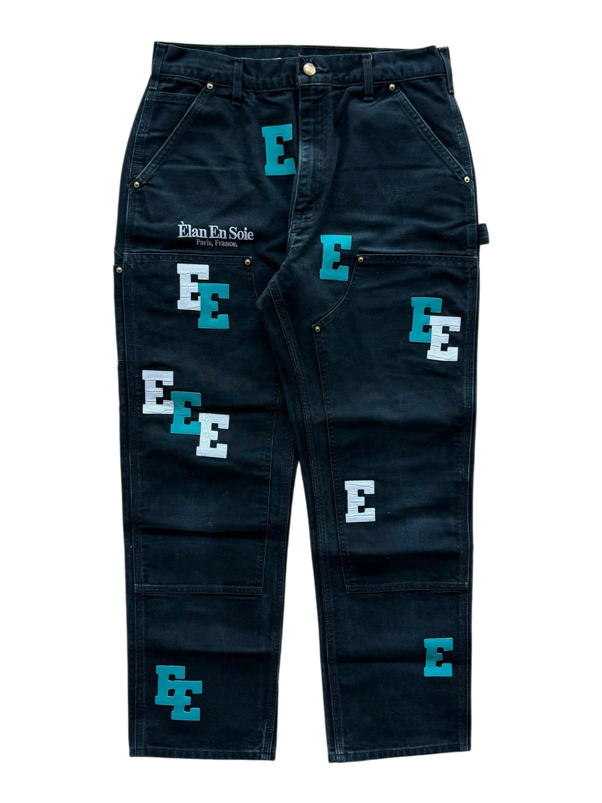 White Croc & Blue Patch Carpenter Pants Navy