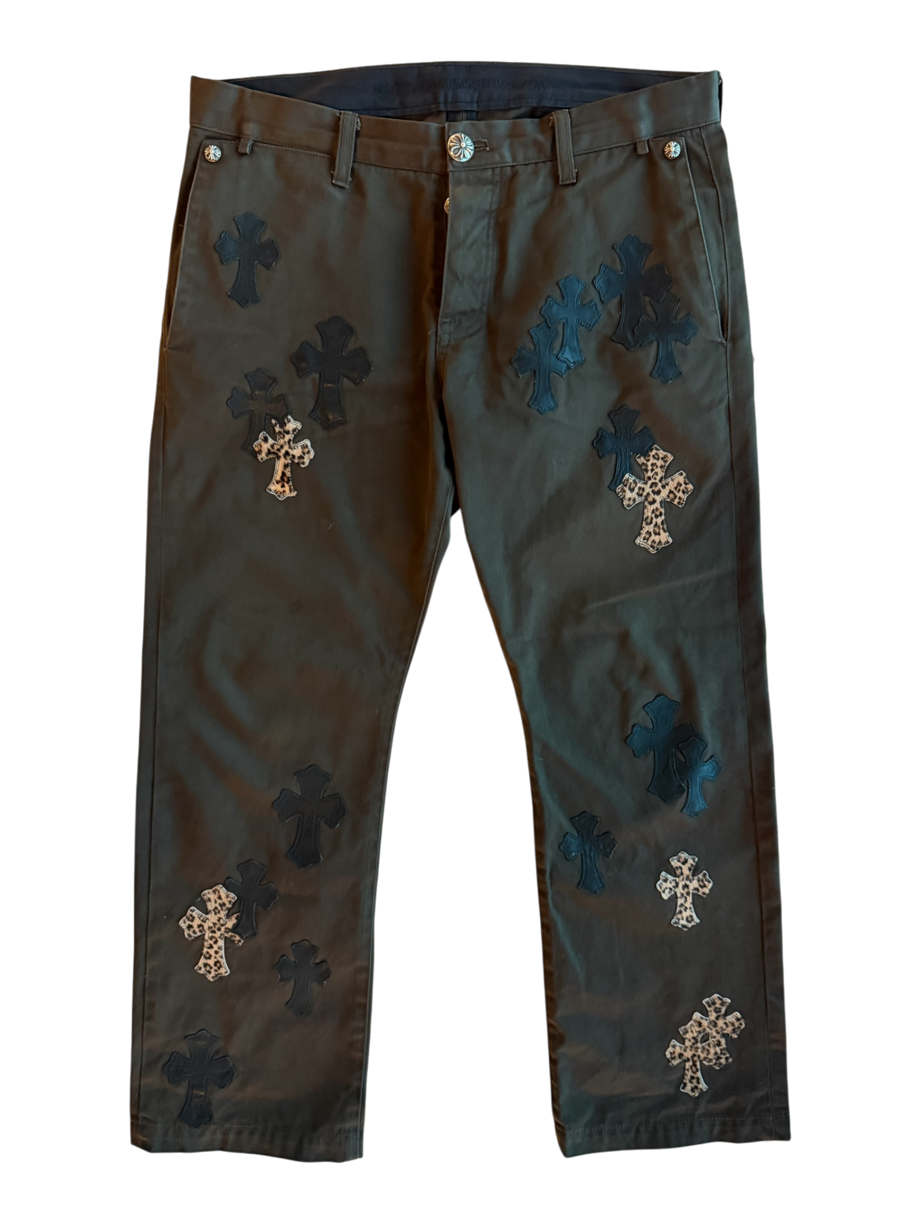 Brown Cheetah Cross Patch Chino Pants