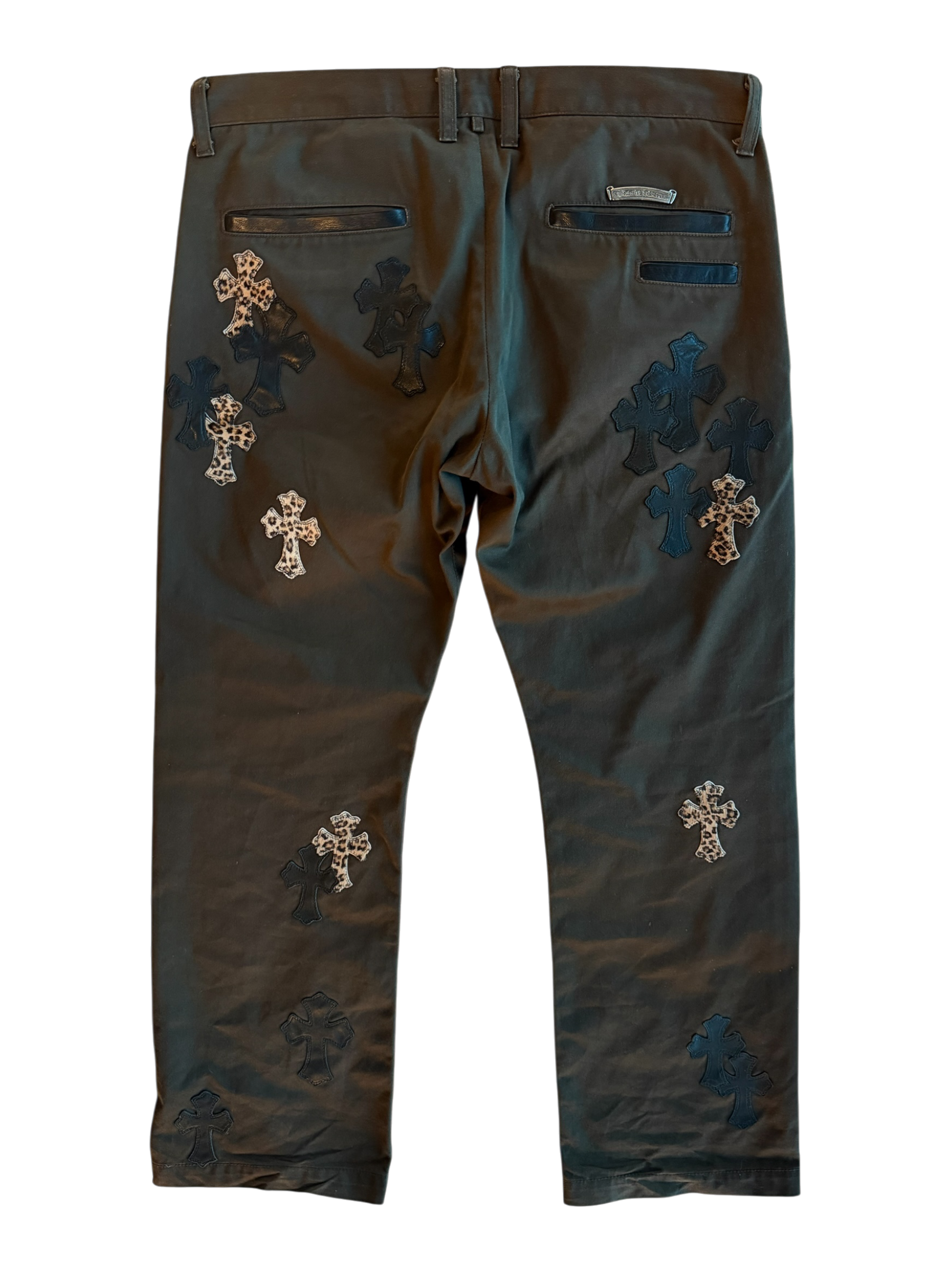 Brown Cheetah Cross Patch Chino Pants