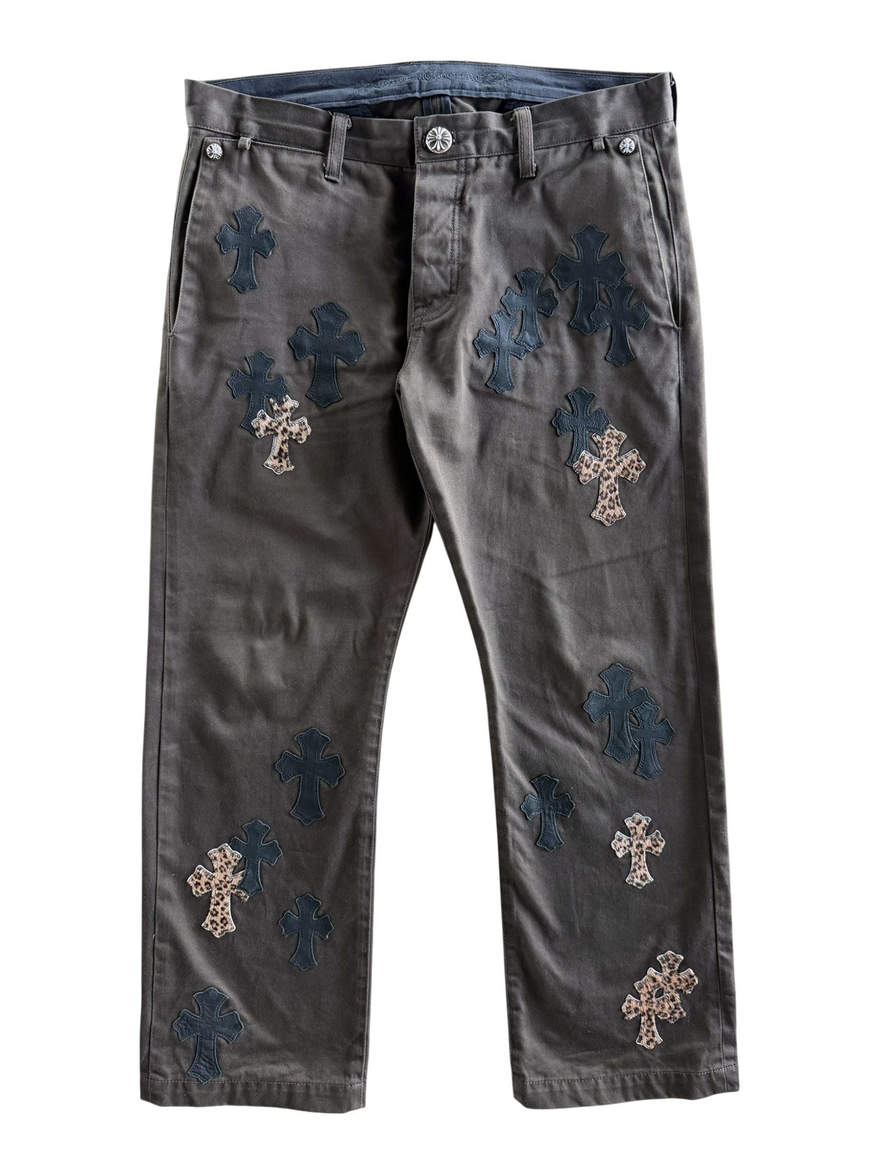 Brown Cheetah Cross Patch Chino Pants