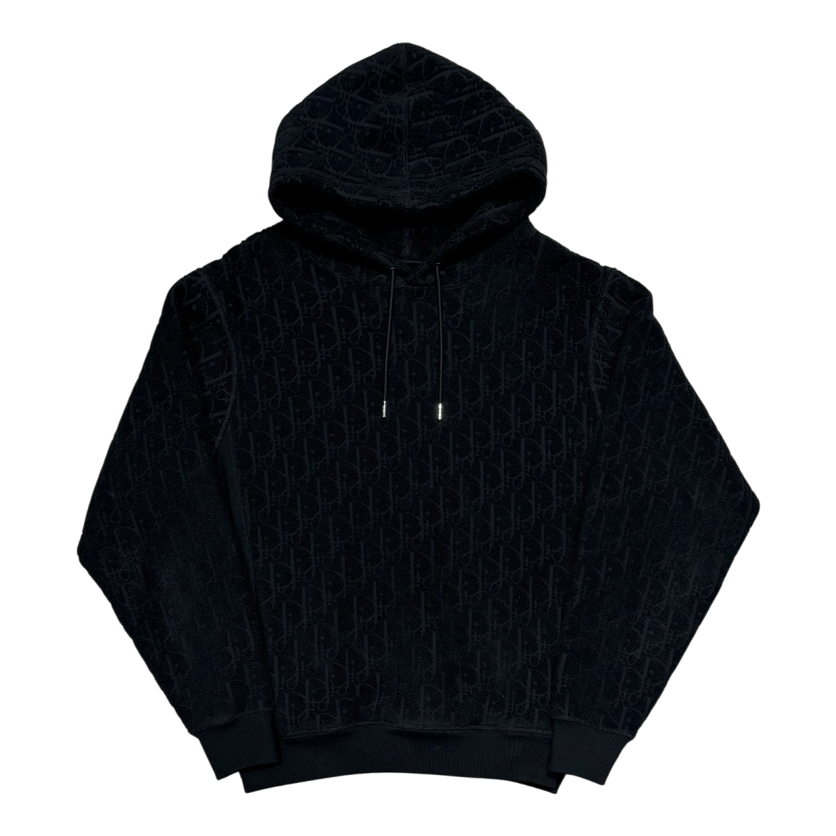 Black Oblique Relaxed-Fit Hooded Sweatshirt