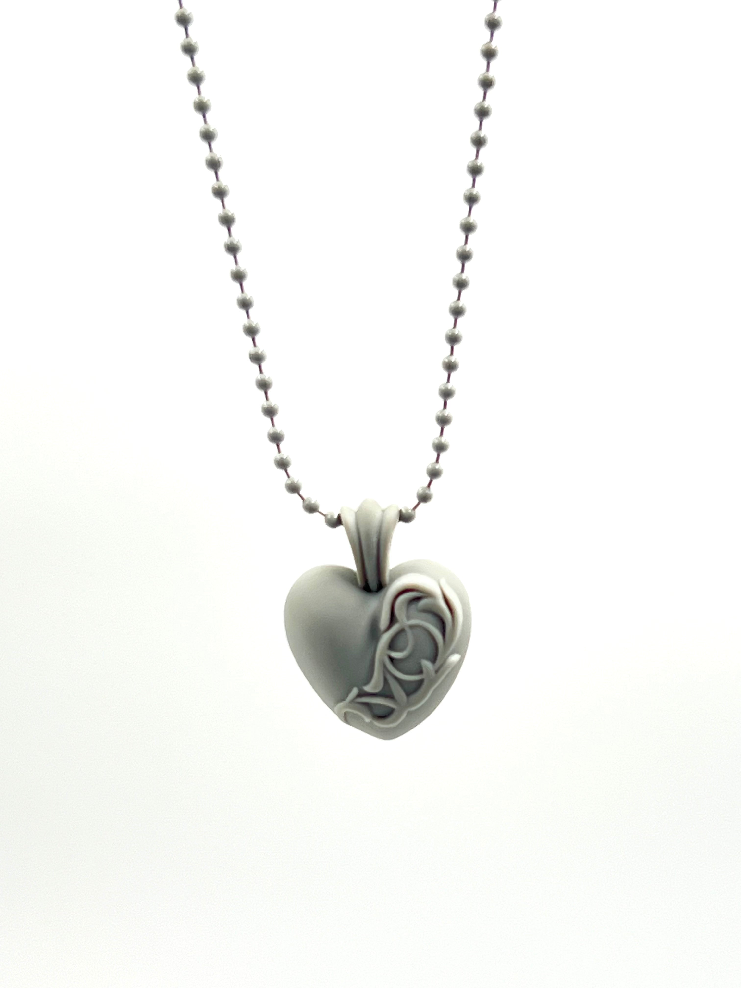 Grey Silichrome Heart Necklace