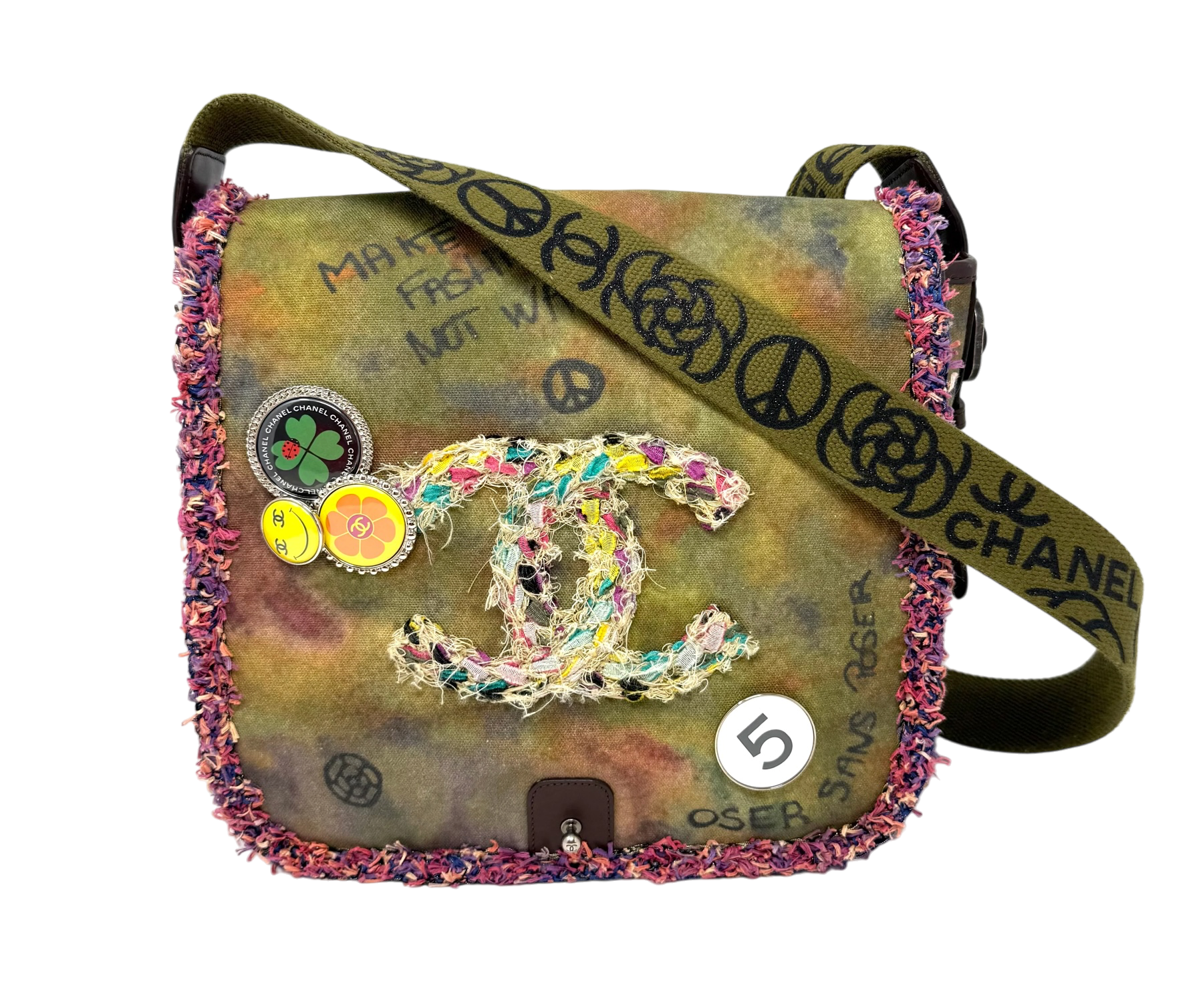 Graffiti On The Pavements Khaki Multicolor Messenger Bag Runway