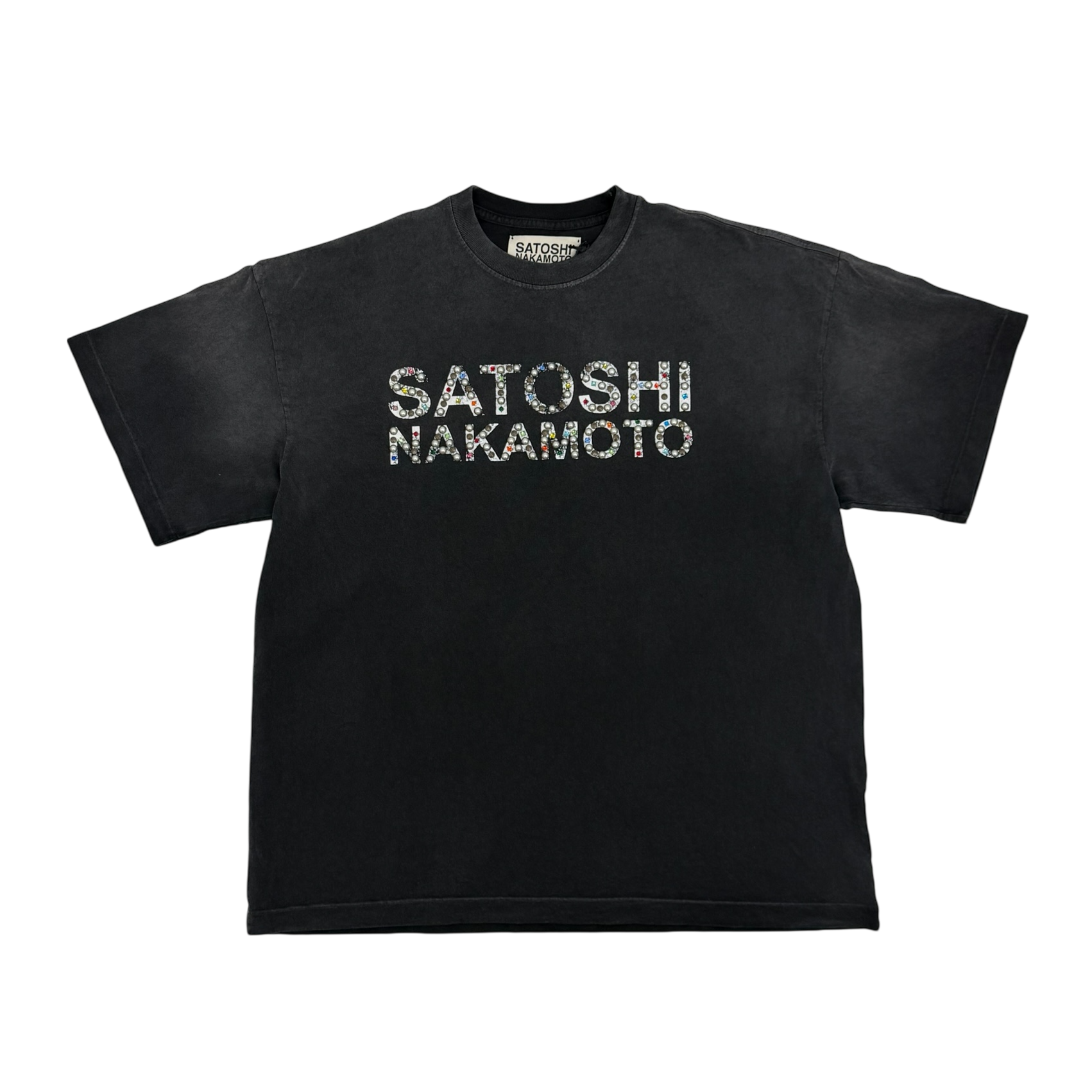 Pearl Studded Logo Tee Black