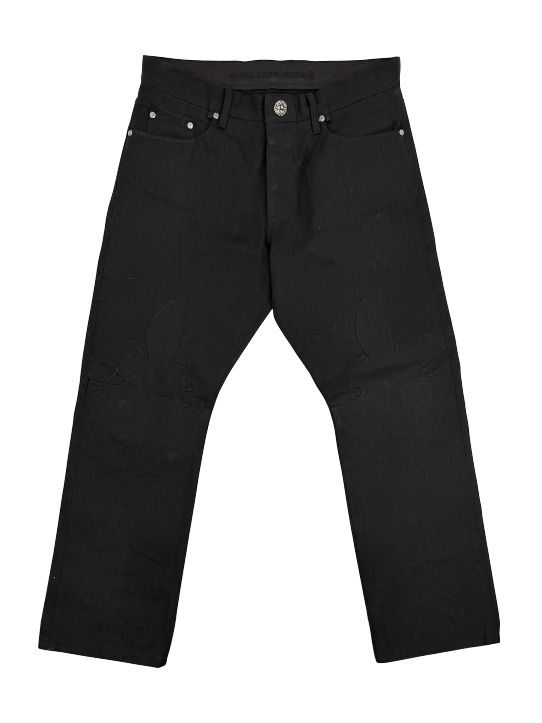 Black Fleur Knee Denim