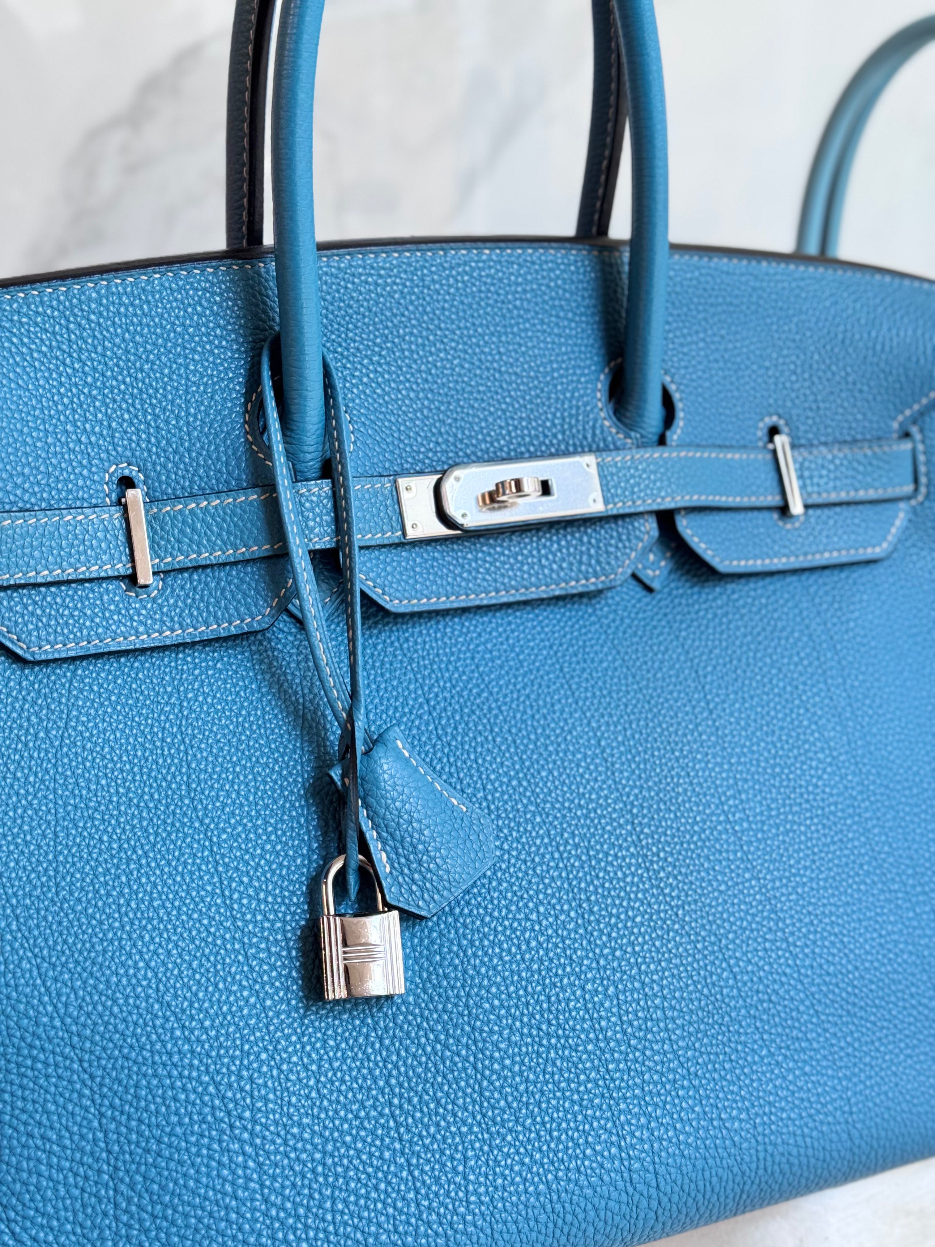 Blue Jean Birkin 35 in Togo Leather with Palladium Hardware