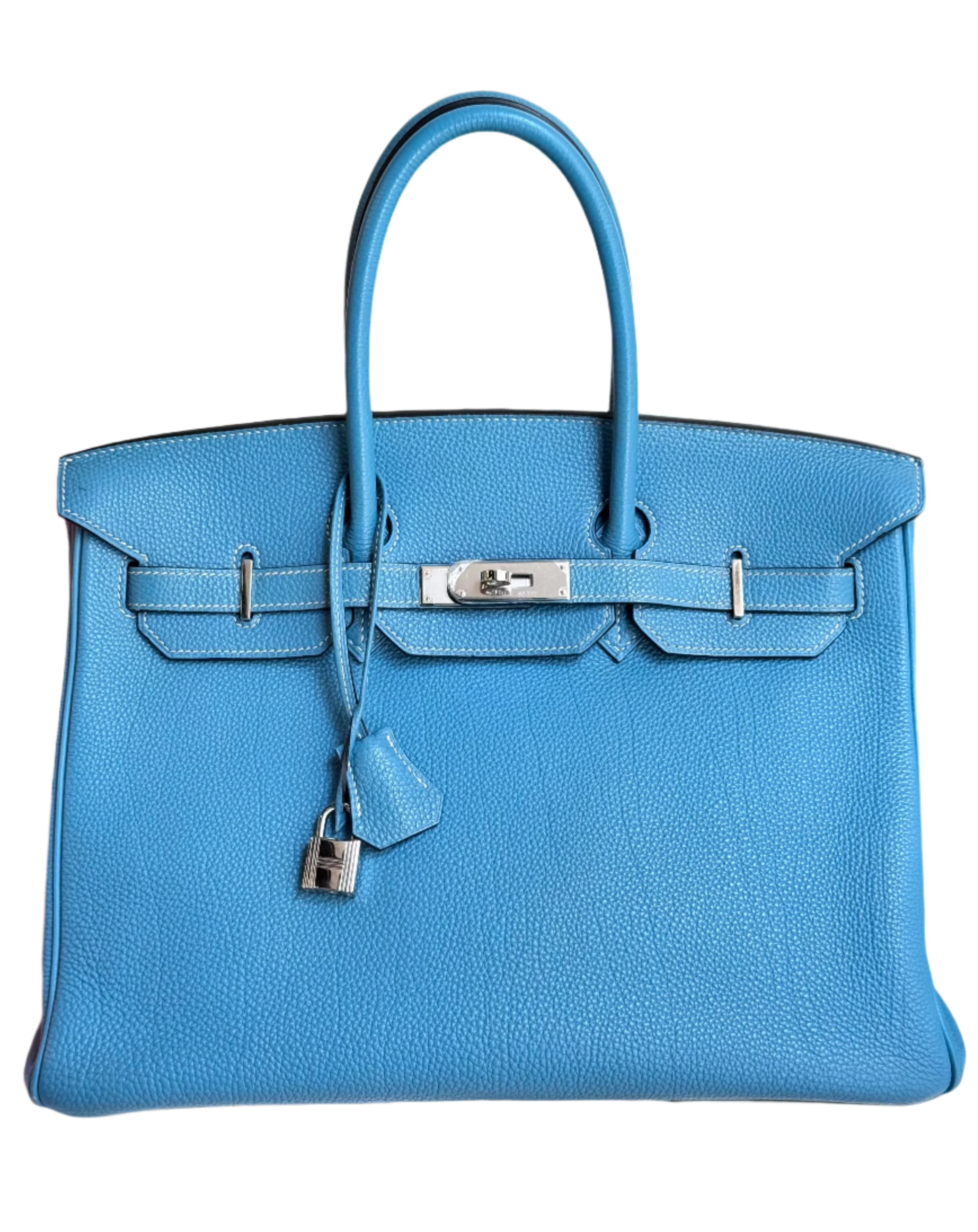 Blue Jean Birkin 35 in Togo Leather with Palladium Hardware