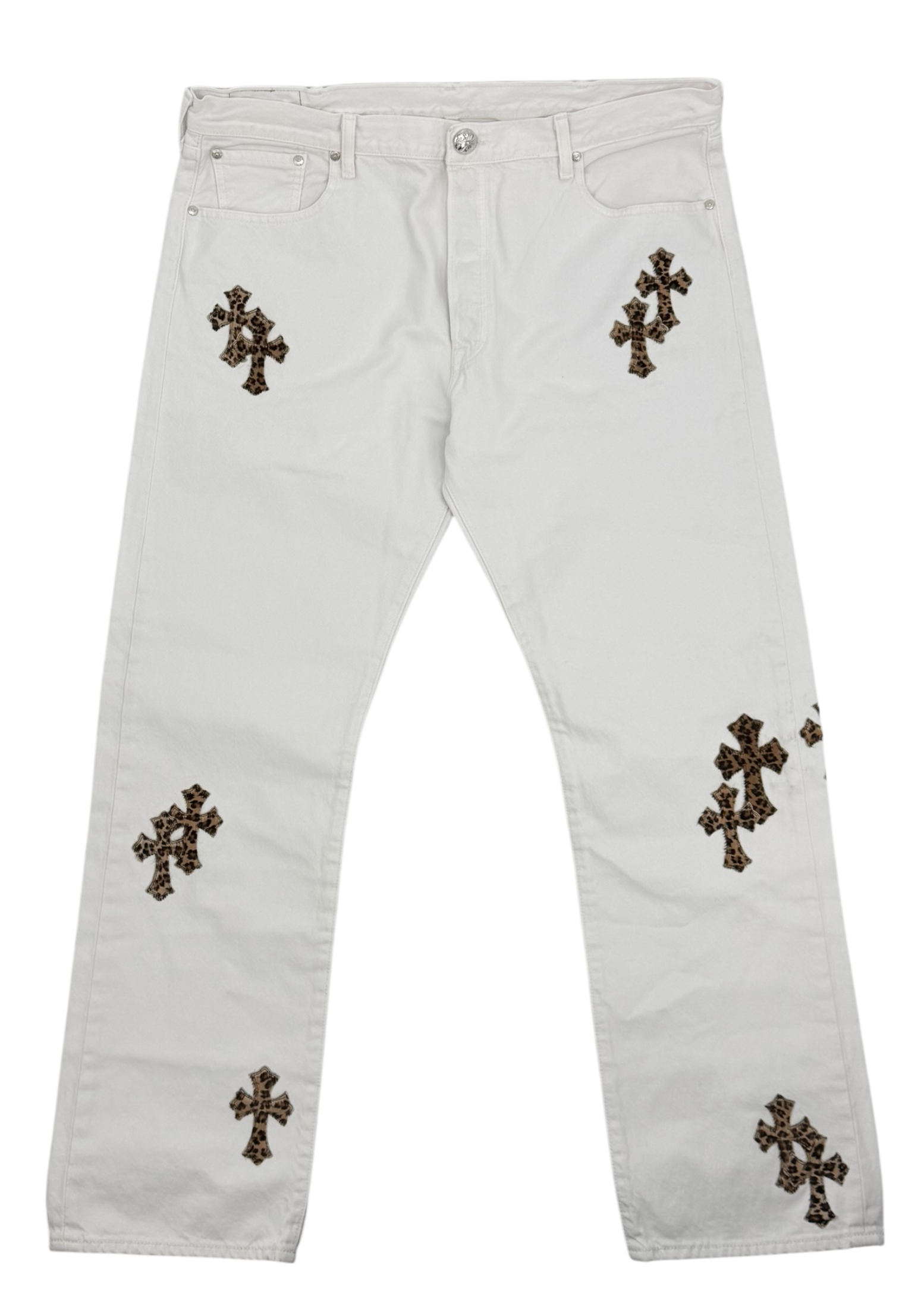White Leopard Patch 501 Levi Jeans