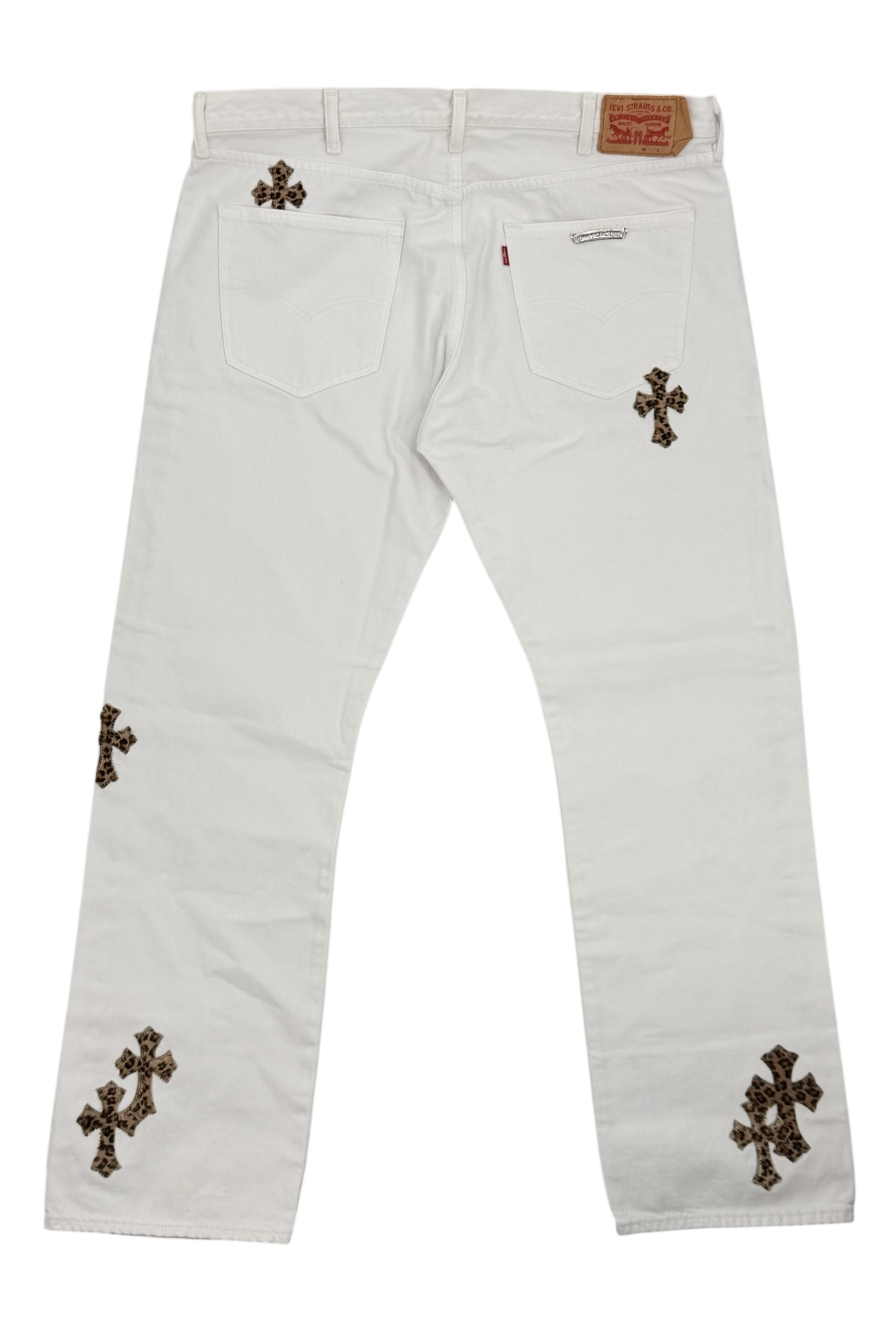 White Leopard Patch 501 Levi Jeans