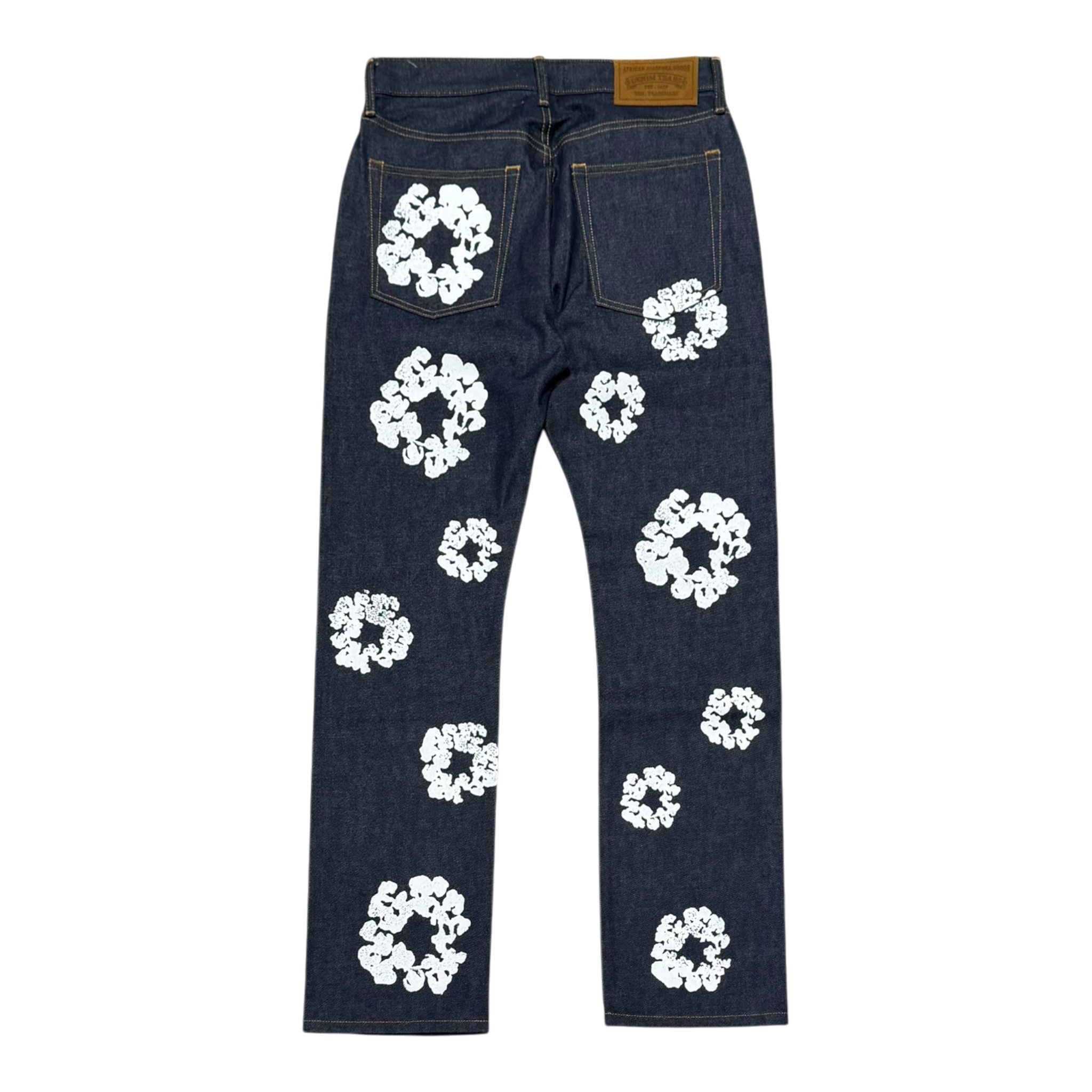 Straight Cotton Wreath Denim Pant Selvedge